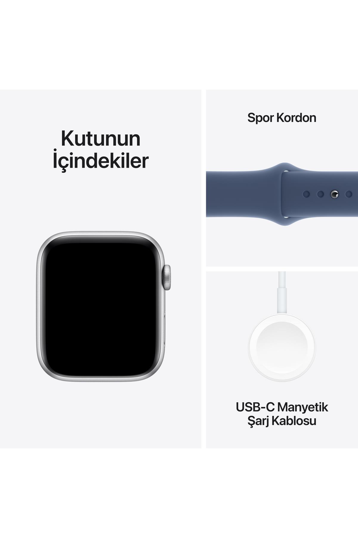 Watch SE GPS 44mm Gümüş Alüminyum Kasa + Kot Rengi Spor Kordon - S/M