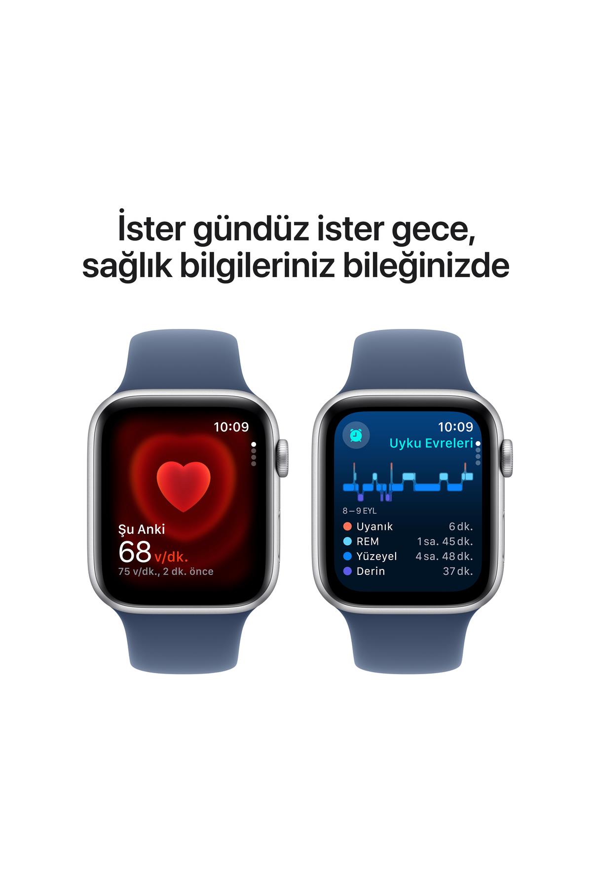 Watch SE GPS 44mm Gümüş Alüminyum Kasa + Kot Rengi Spor Kordon - S/M