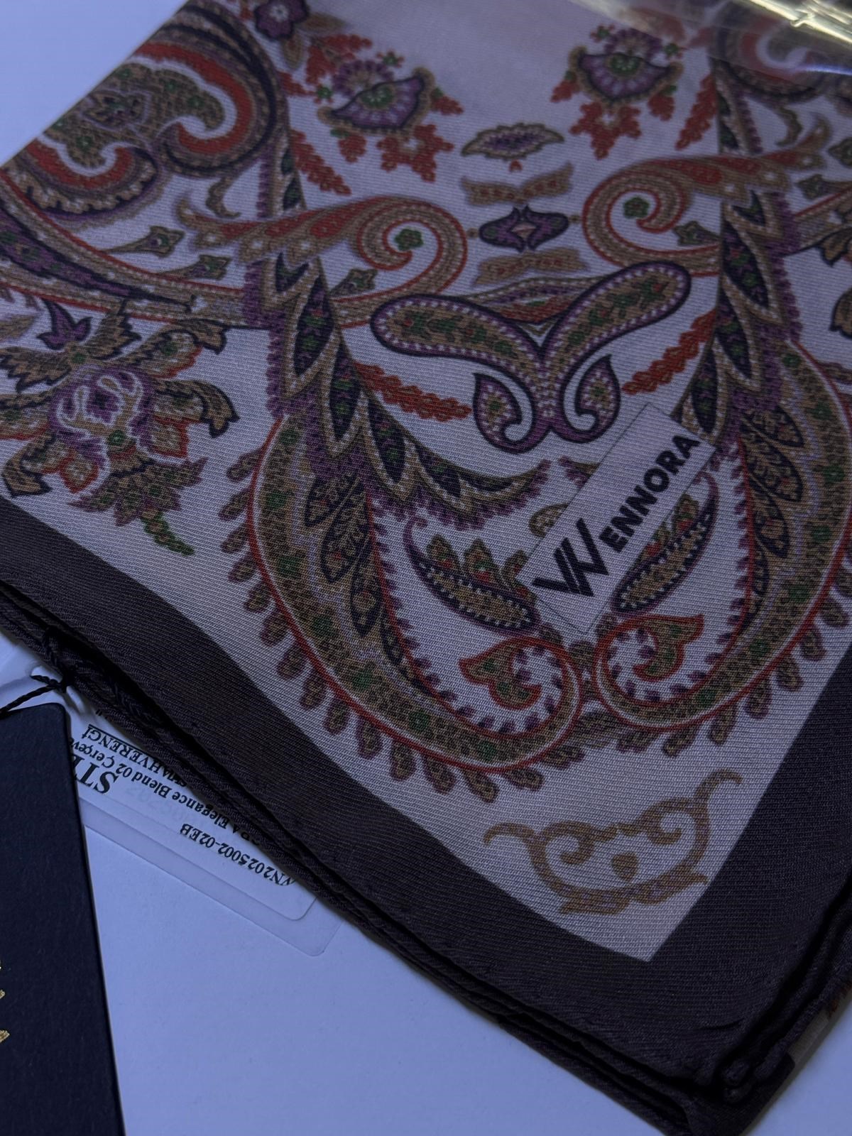 WENNORA Elegance Blend 02 Çerçeve Etnik Desen Tasarım Şal
