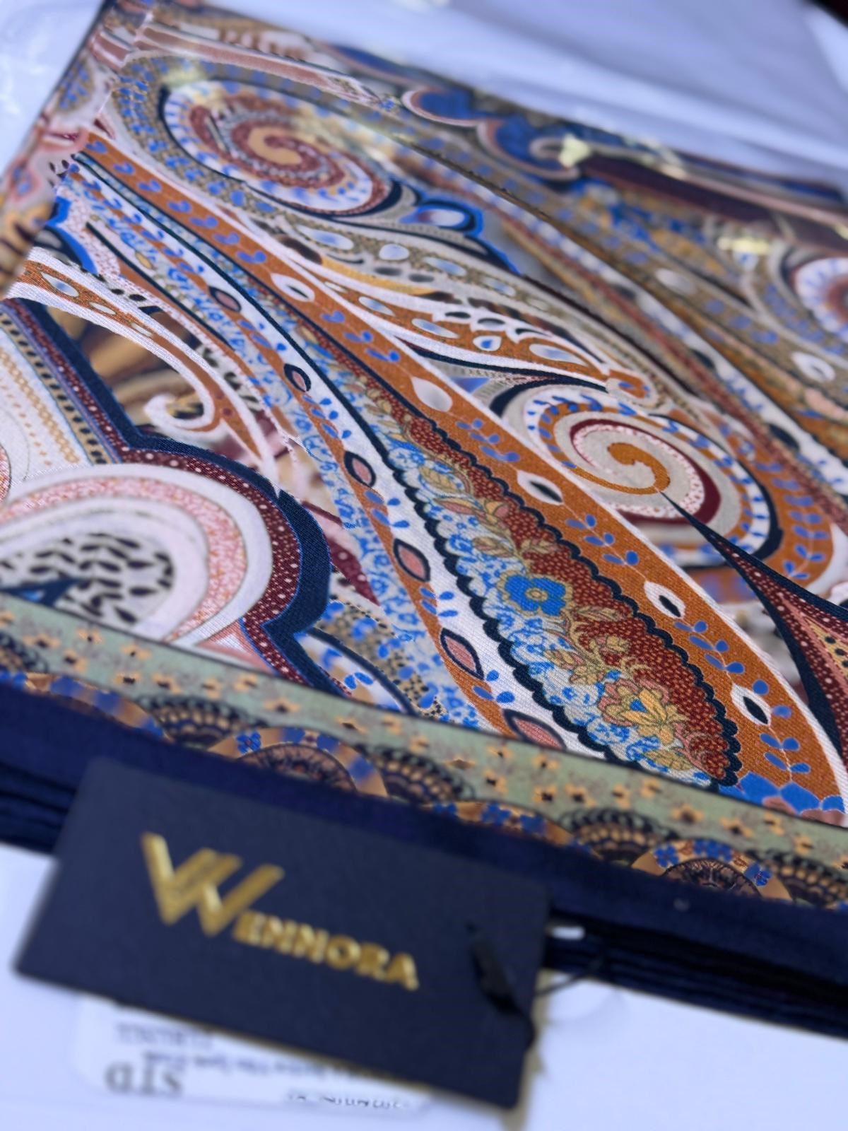 WENNORA Serica Yün İpek Etnik Desen Şal