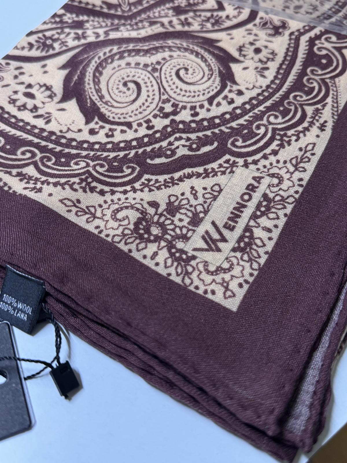 WENNORA Wool Grace Etnik Desen Çift Renk Şal