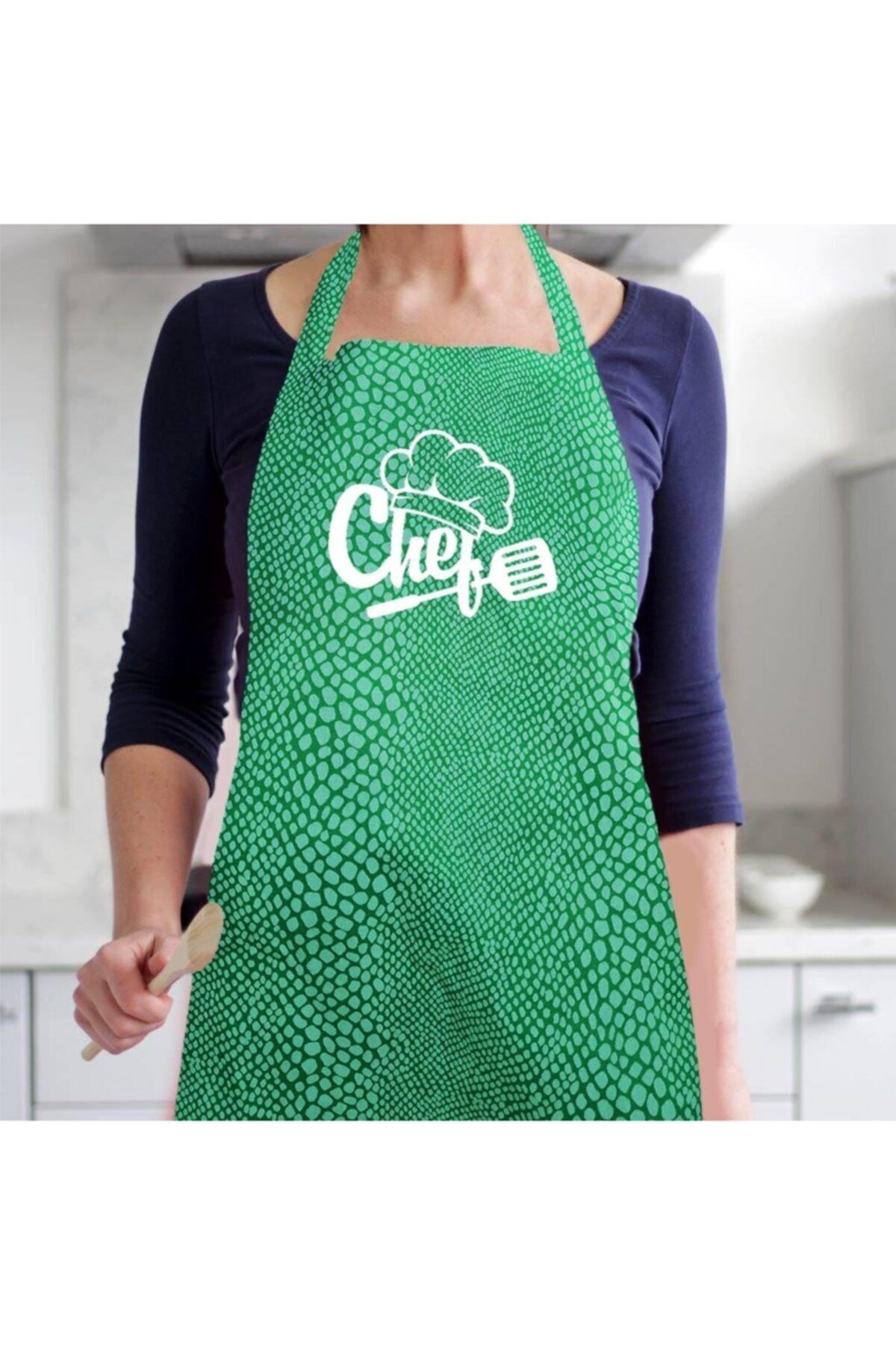 Yeşil Önlük Chef Aşçı Şef Mutfak Önlüğü
