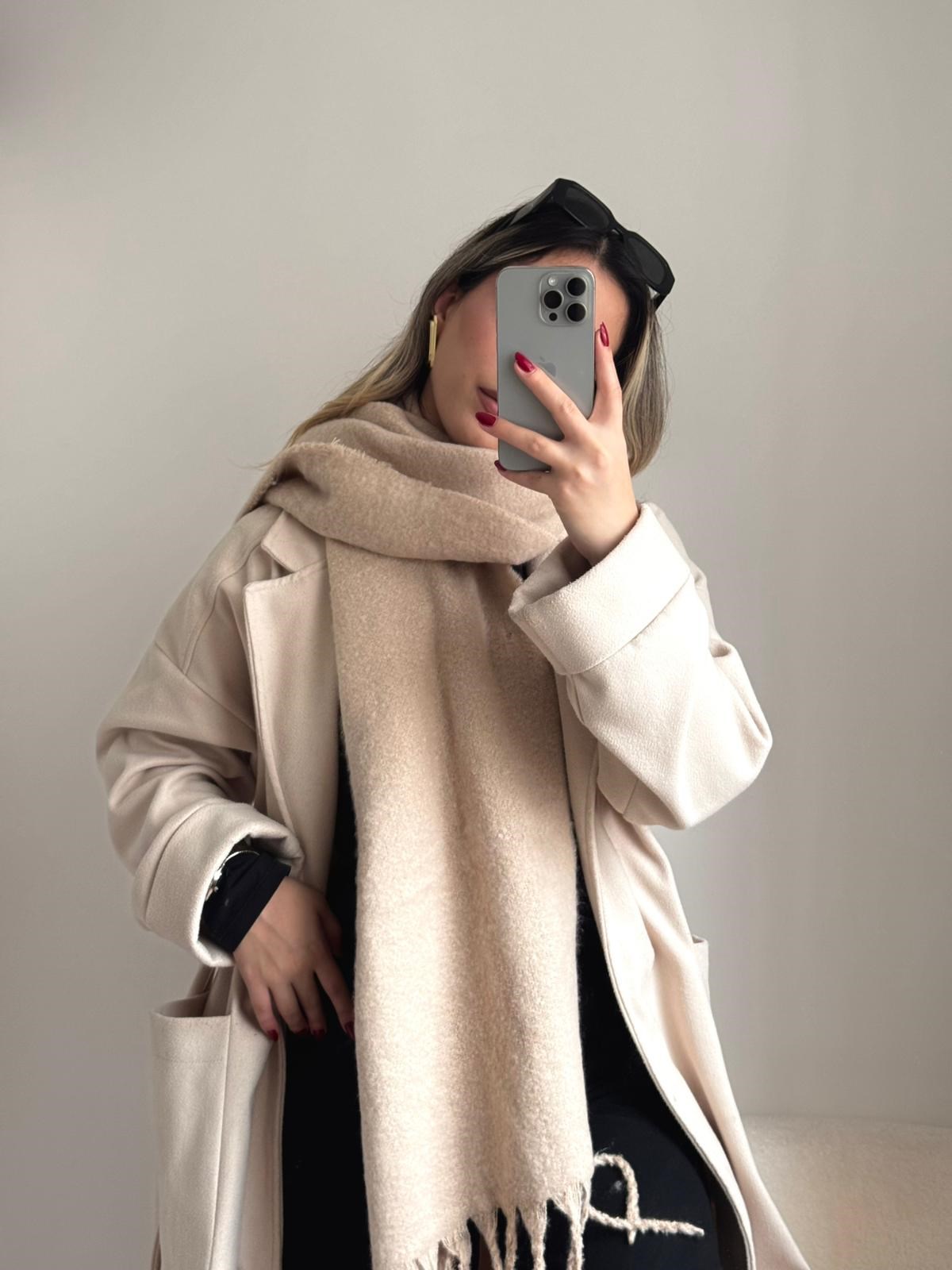 Yumuşak Dokulu Pinterest Atkı Bej