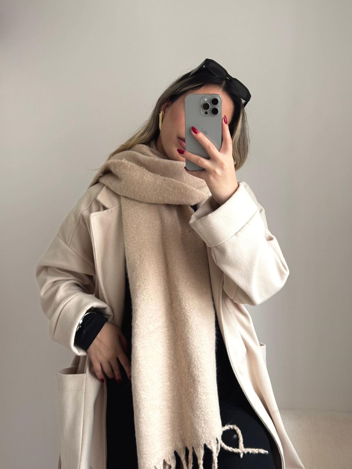 Yumuşak Dokulu Pinterest Atkı Bej