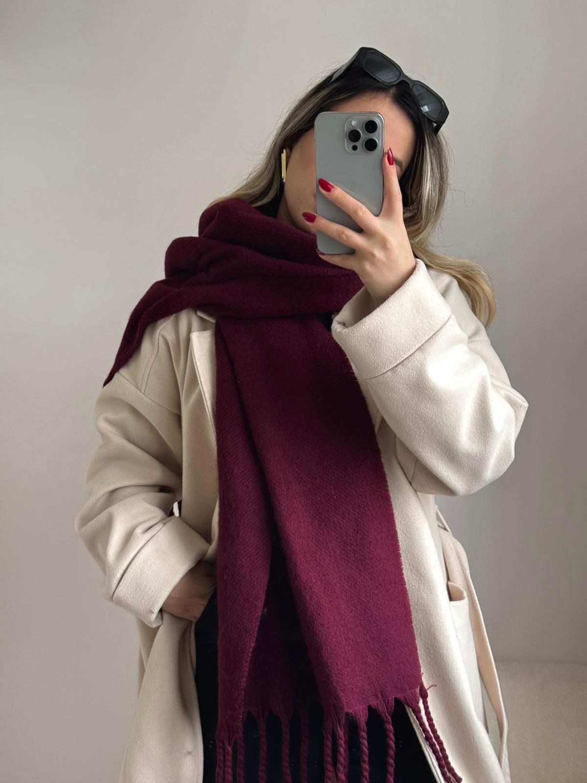 Yumuşak Dokulu Pinterest Atkı Bordo