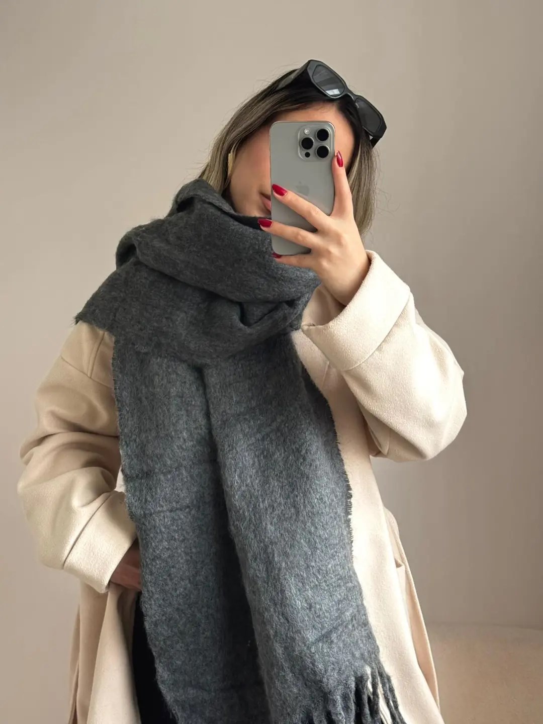 Yumuşak Dokulu Pinterest Atkı Bordo