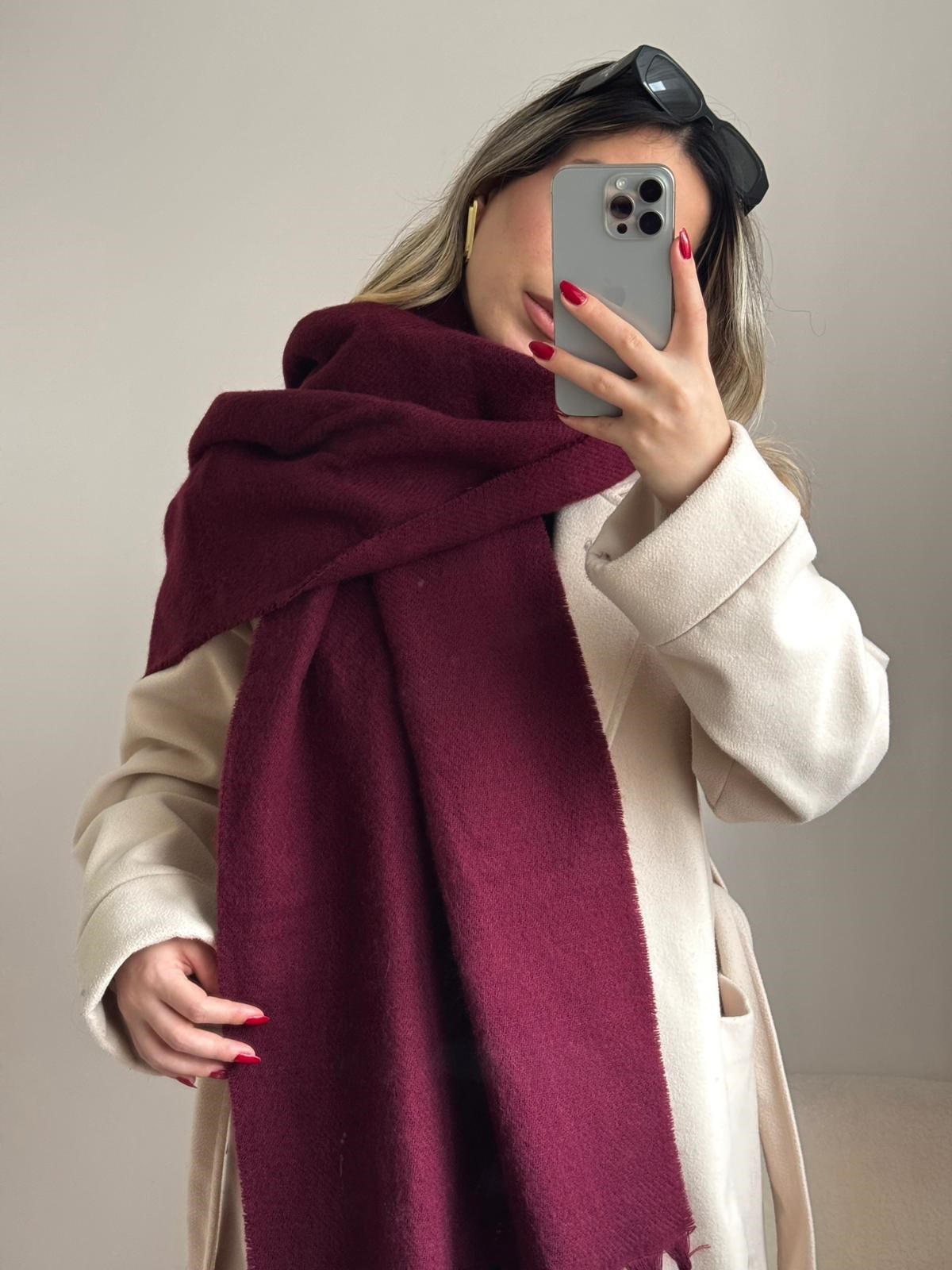 Yumuşak Dokulu Pinterest Atkı Bordo