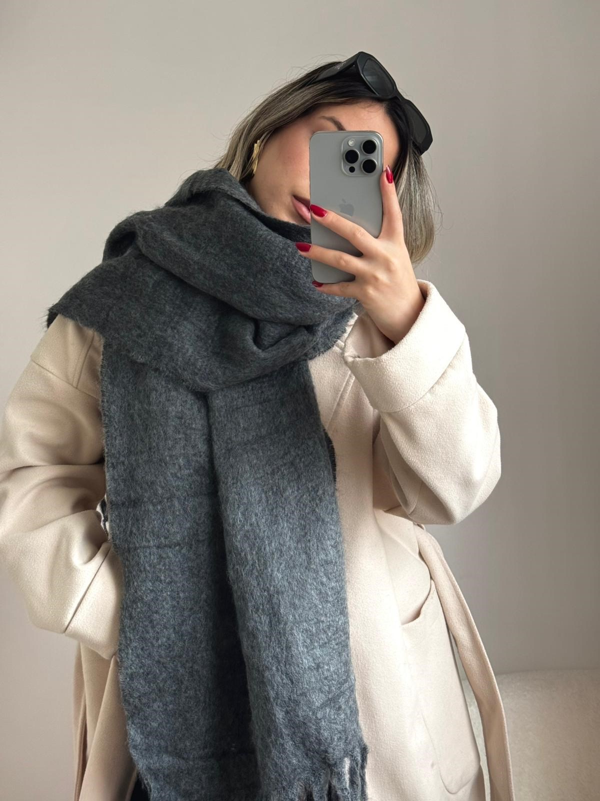 Yumuşak Dokulu Pinterest Atkı Gri