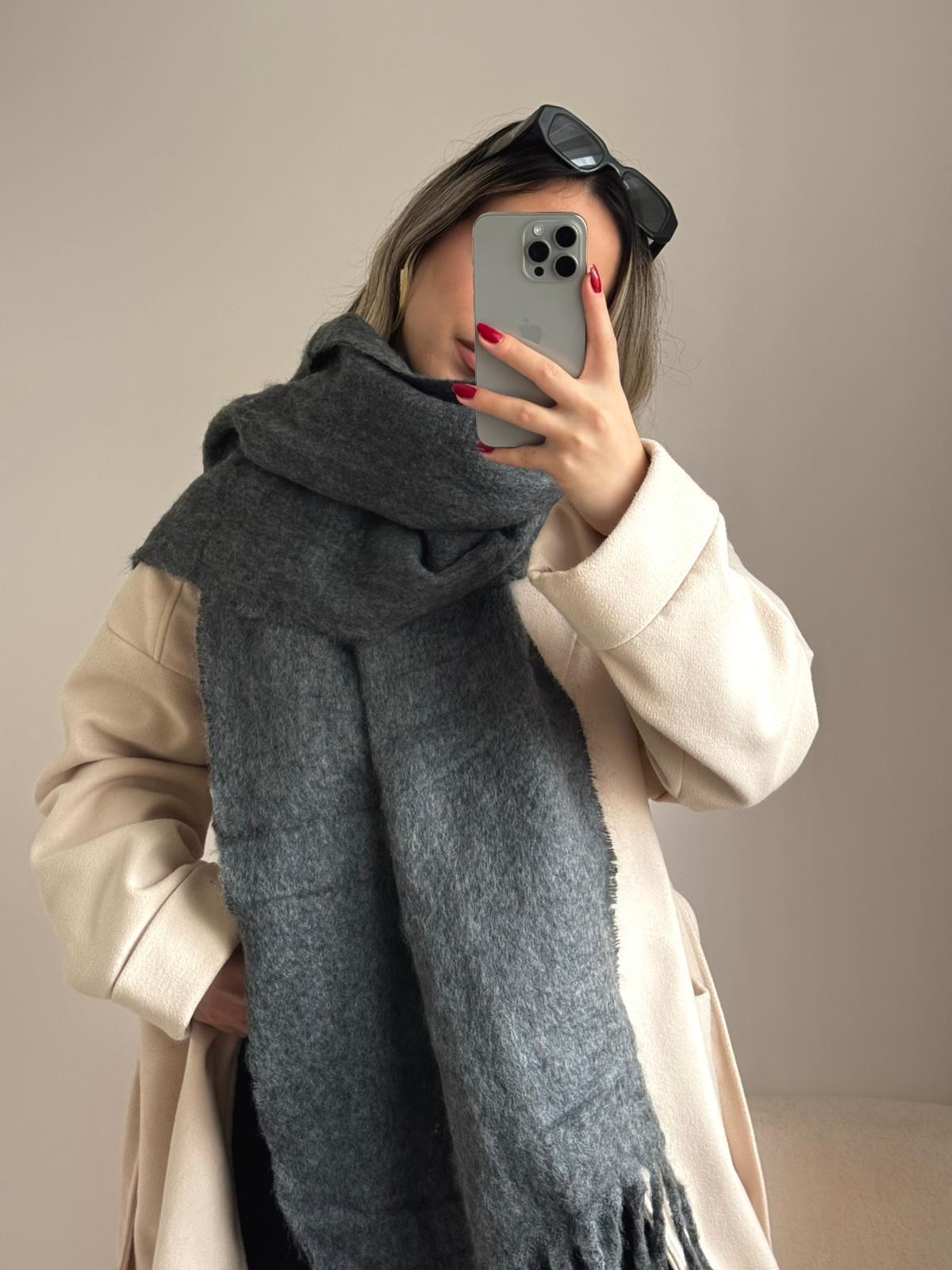 Yumuşak Dokulu Pinterest Atkı Gri