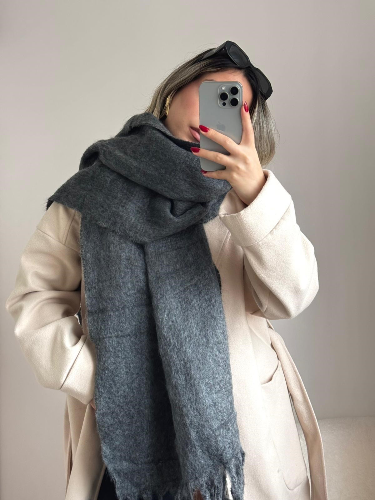 Yumuşak Dokulu Pinterest Atkı Gri