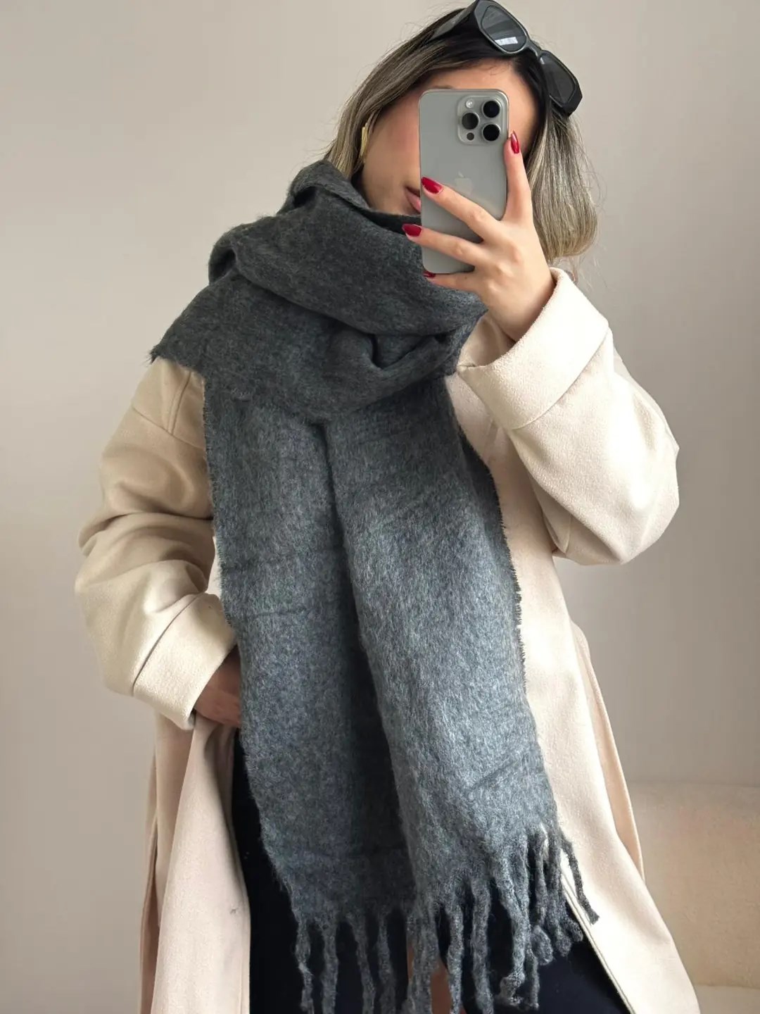 Yumuşak Dokulu Pinterest Atkı Lacivert
