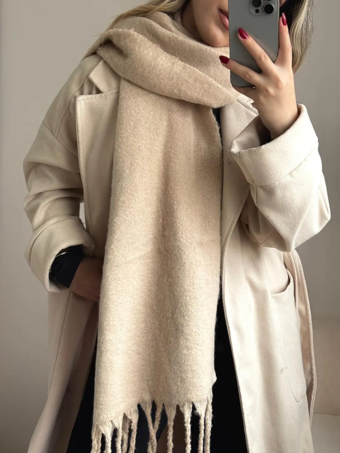 Yumuşak Dokulu Pinterest Atkı Lacivert