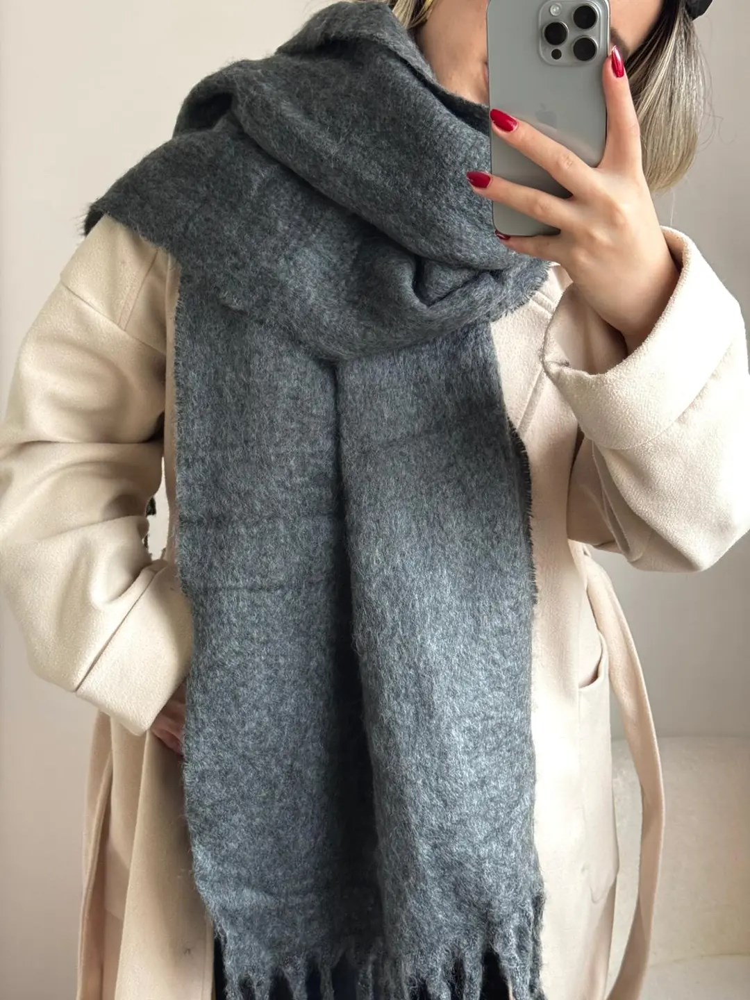 Yumuşak Dokulu Pinterest Atkı Lacivert