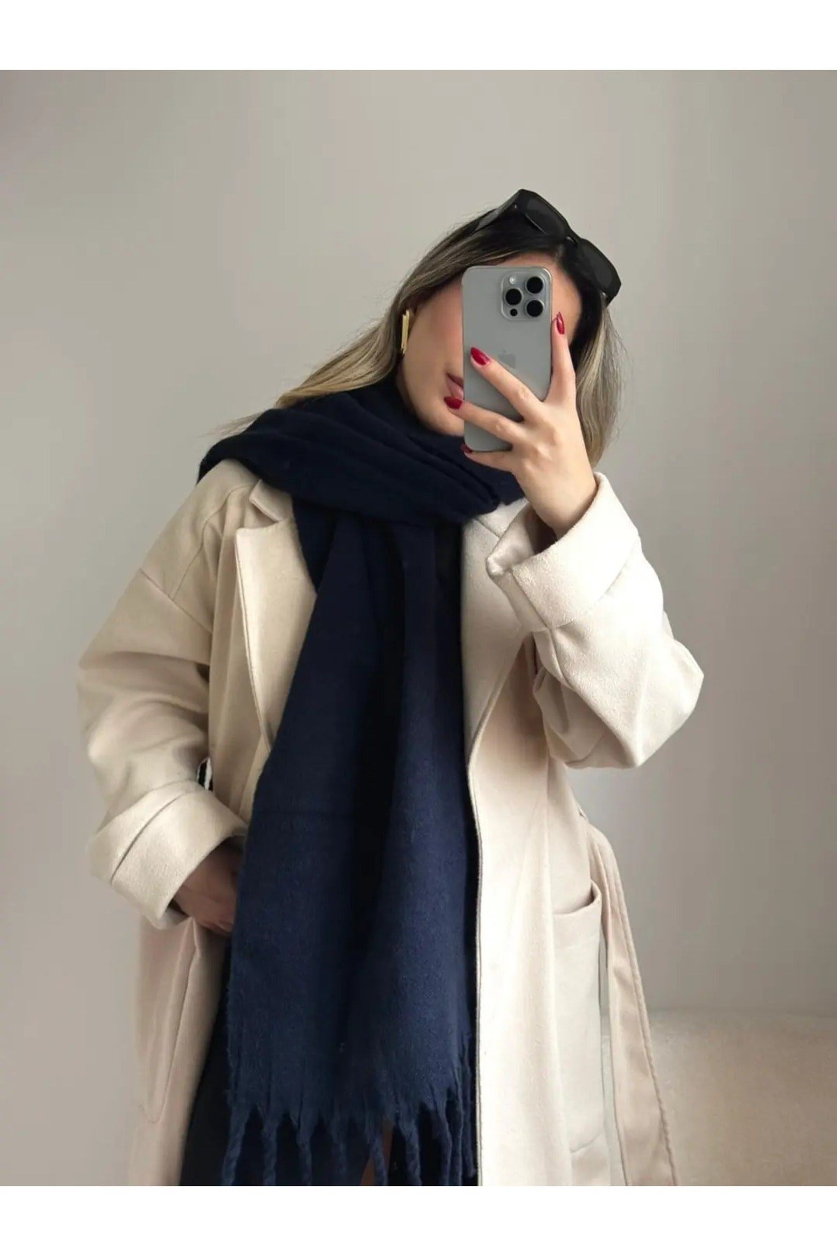 Yumuşak Dokulu Pinterest Atkı Lacivert
