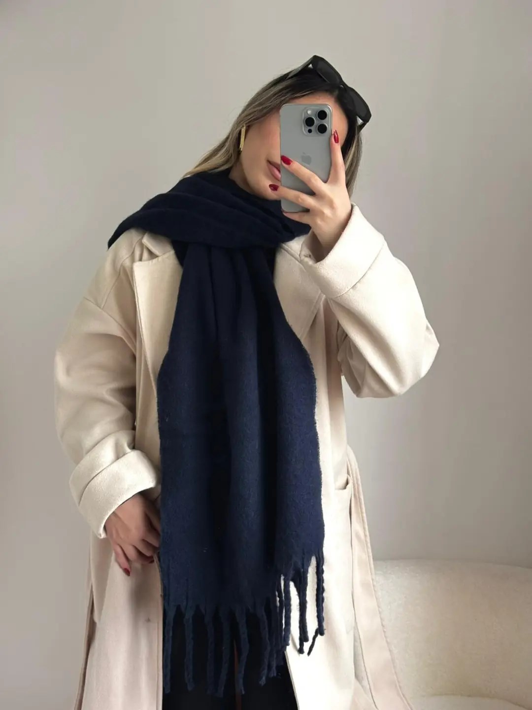 Yumuşak Dokulu Pinterest Atkı Üç Renkli
