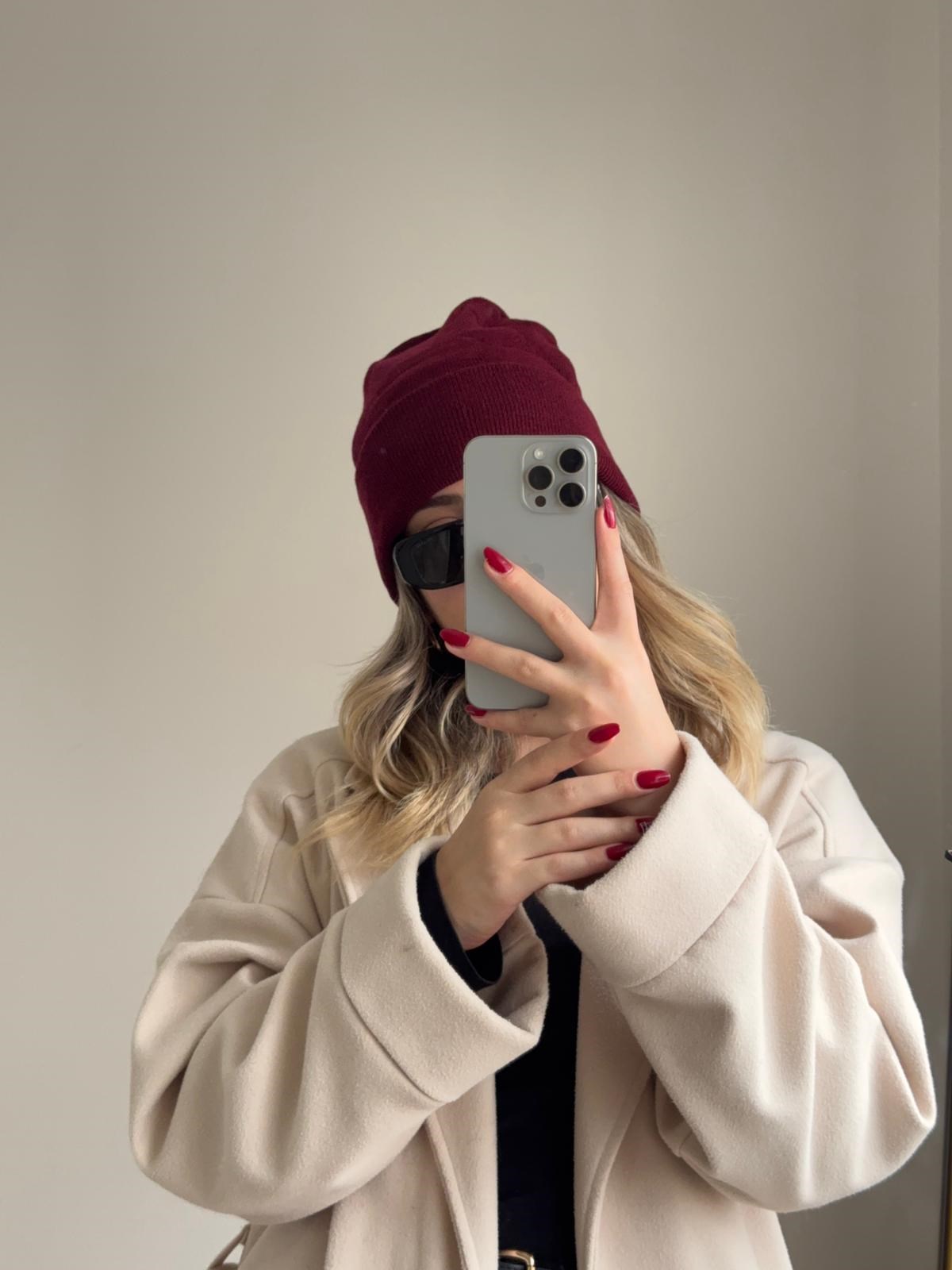 Yumuşak Pinterest Bere Bordo