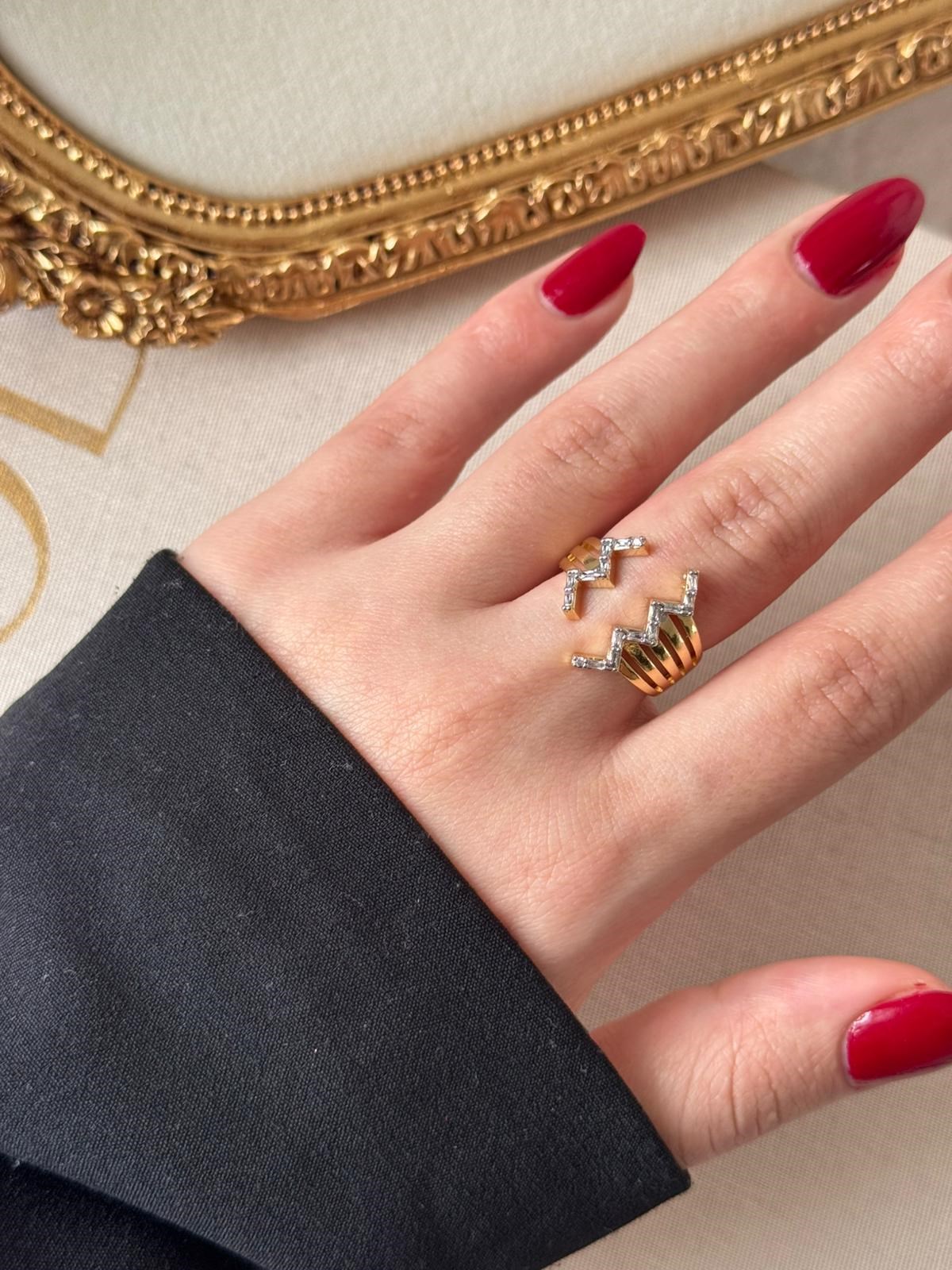 Zena Zigzag Gold Yüzük