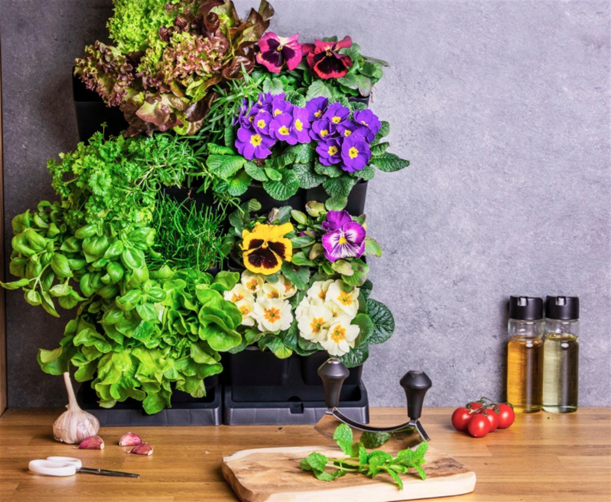 Cascade Mini 8'li Modüler Dikey Duvar  Saksı Seti Antrasit