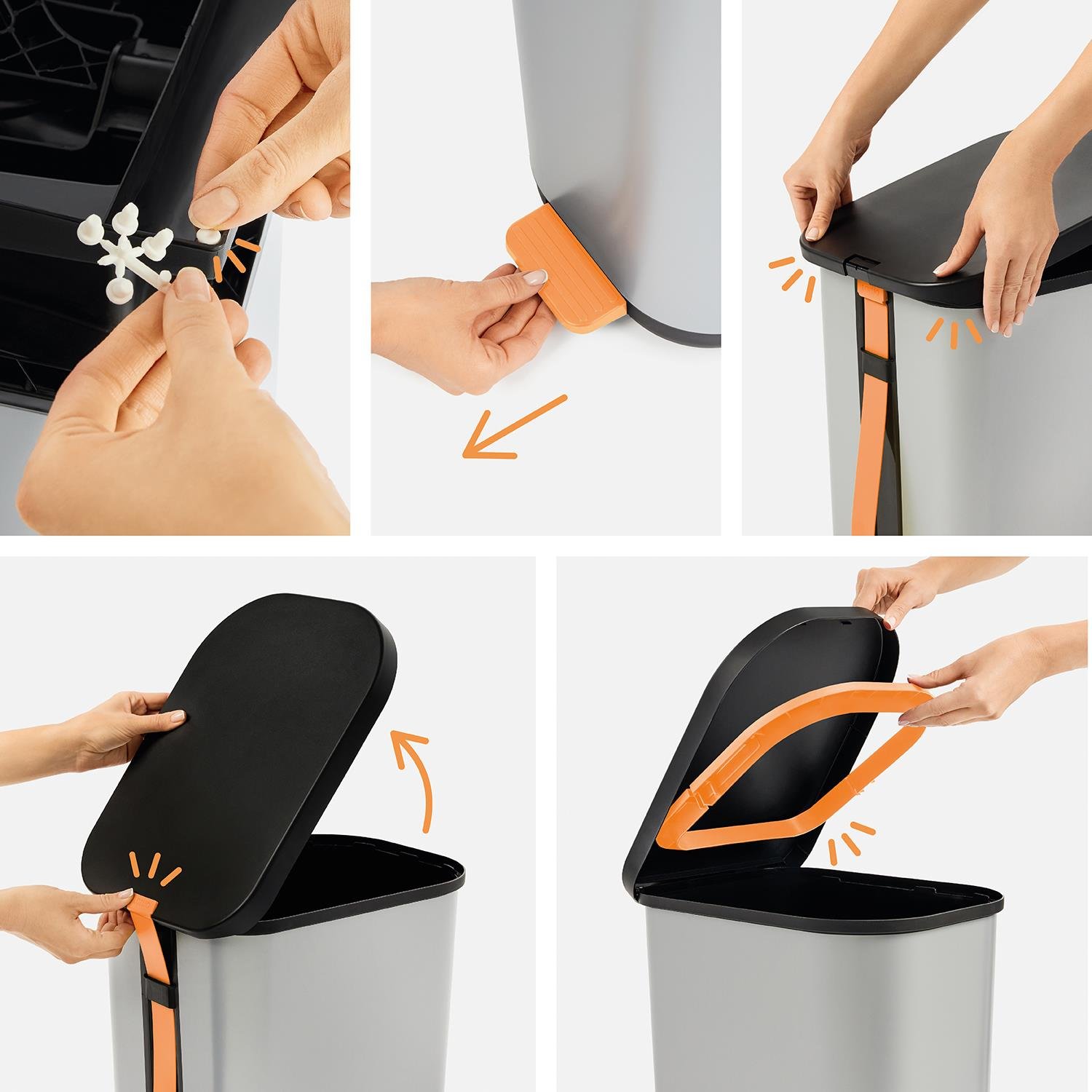 Ribo Pedal Bin 35Lt  Metalik Gri