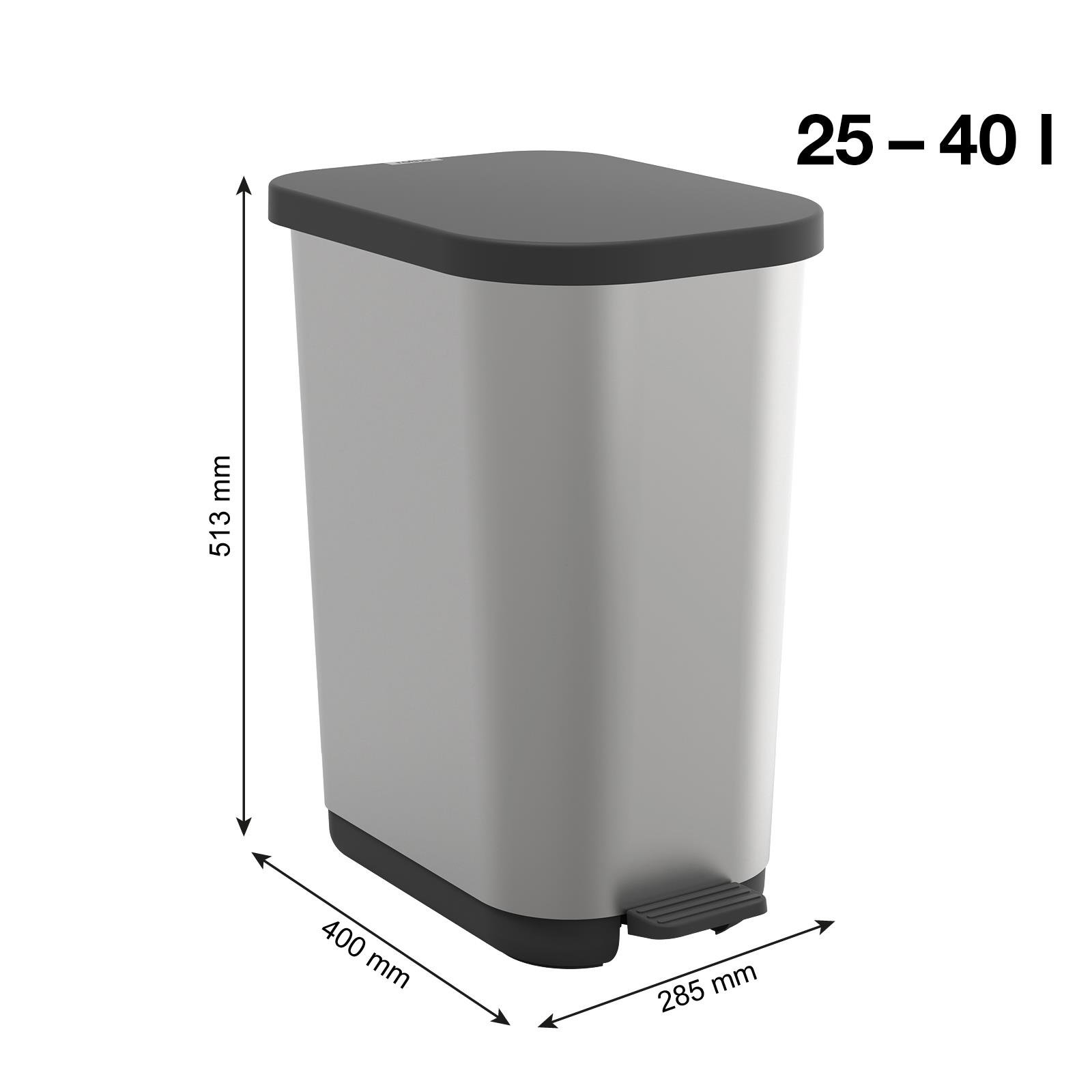 Ribo Pedal Bin 35Lt  Metalik Gri