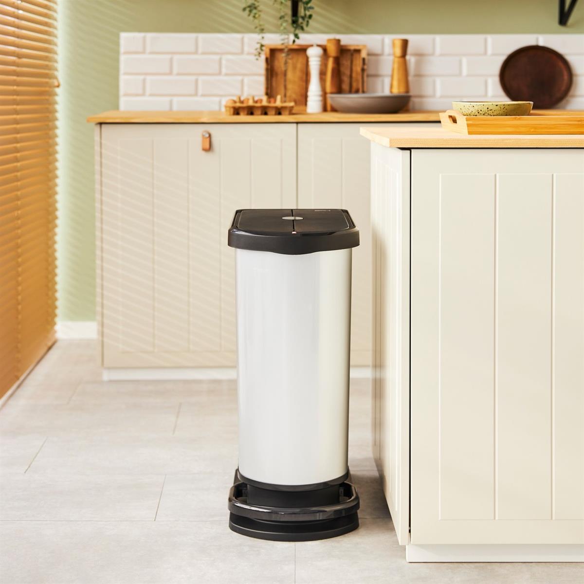 Rotho Paso Pedallı Çöp Kovası 50 Litre Duo Metalik Gri