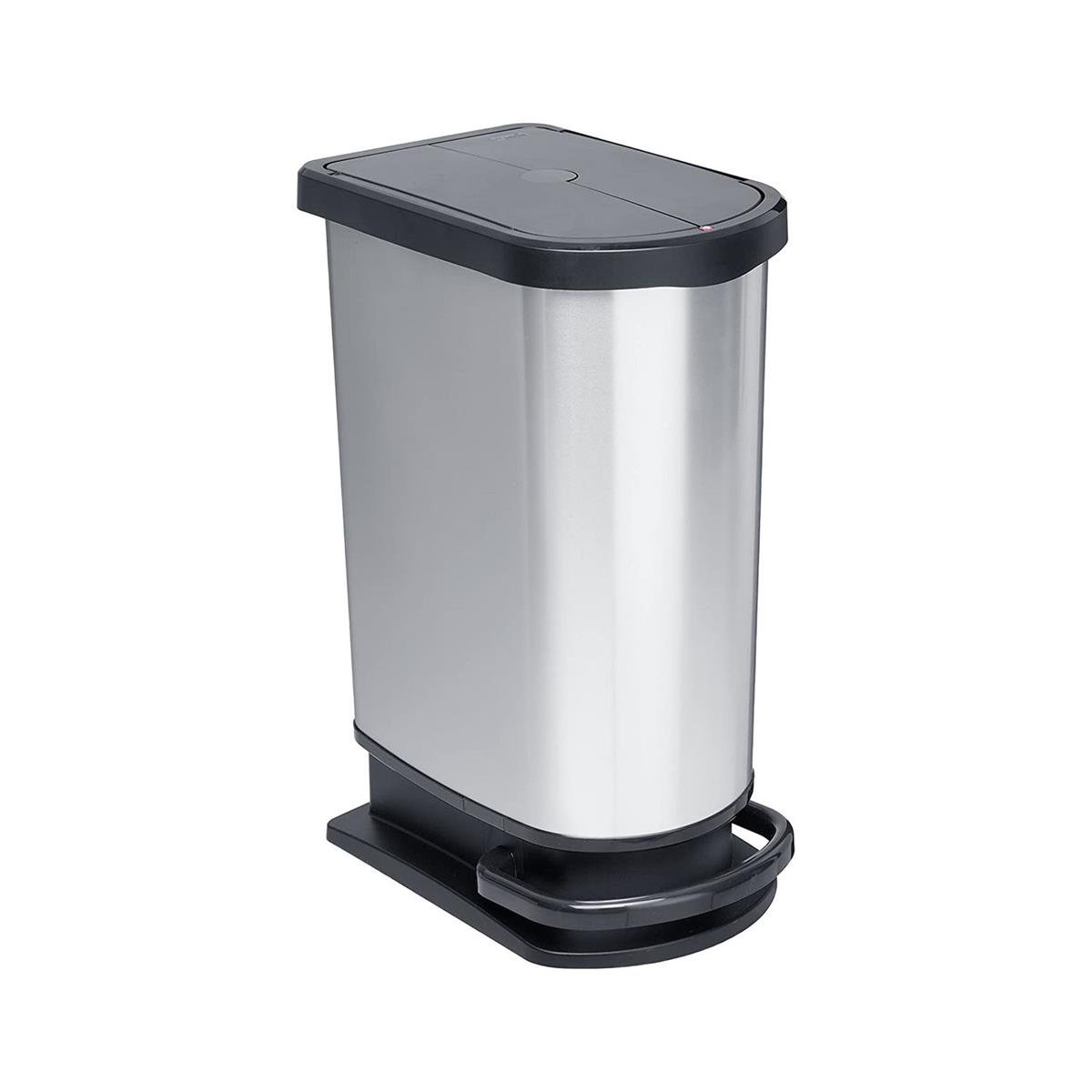 Rotho Paso Pedallı Çöp Kovası 50 Litre Duo Metalik Gri