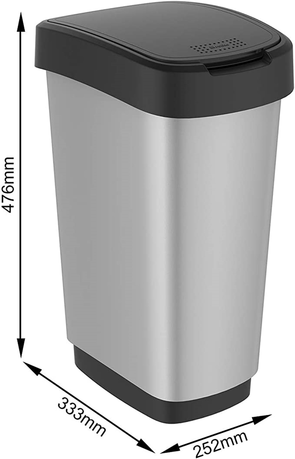 Rotho Swing Çöp Kutusu 25L Metalik Gri