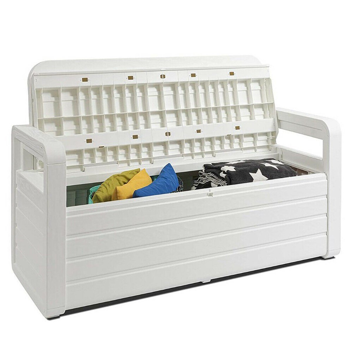 Toomax Forever Spring Sandıklı Bahçe Bankı Bahçe Depolama Sandığı 270L Beyaz