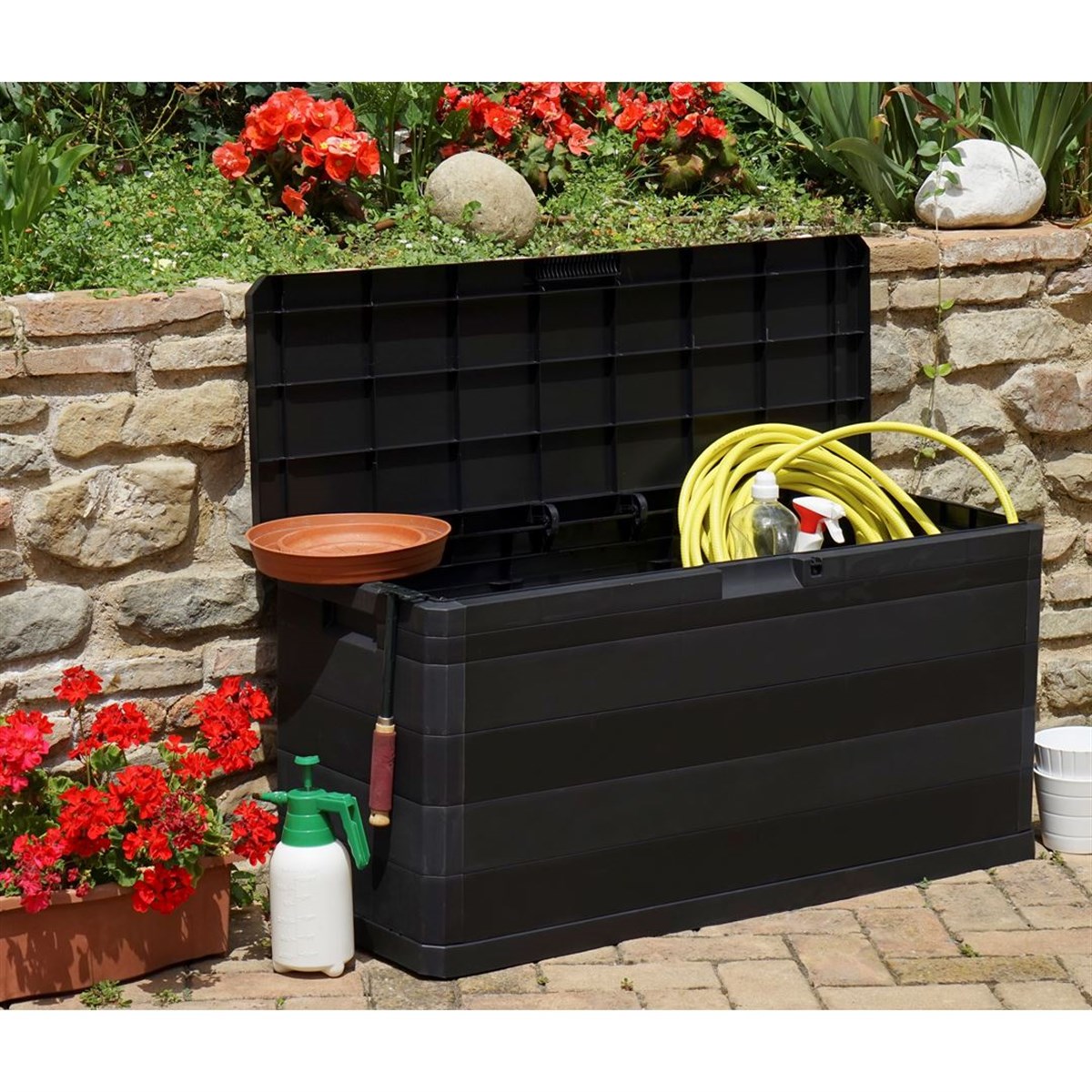 Toomax Multibox Elegance 280L Bahçe Depolama Sandığı, Plastik Sandık Siyah
