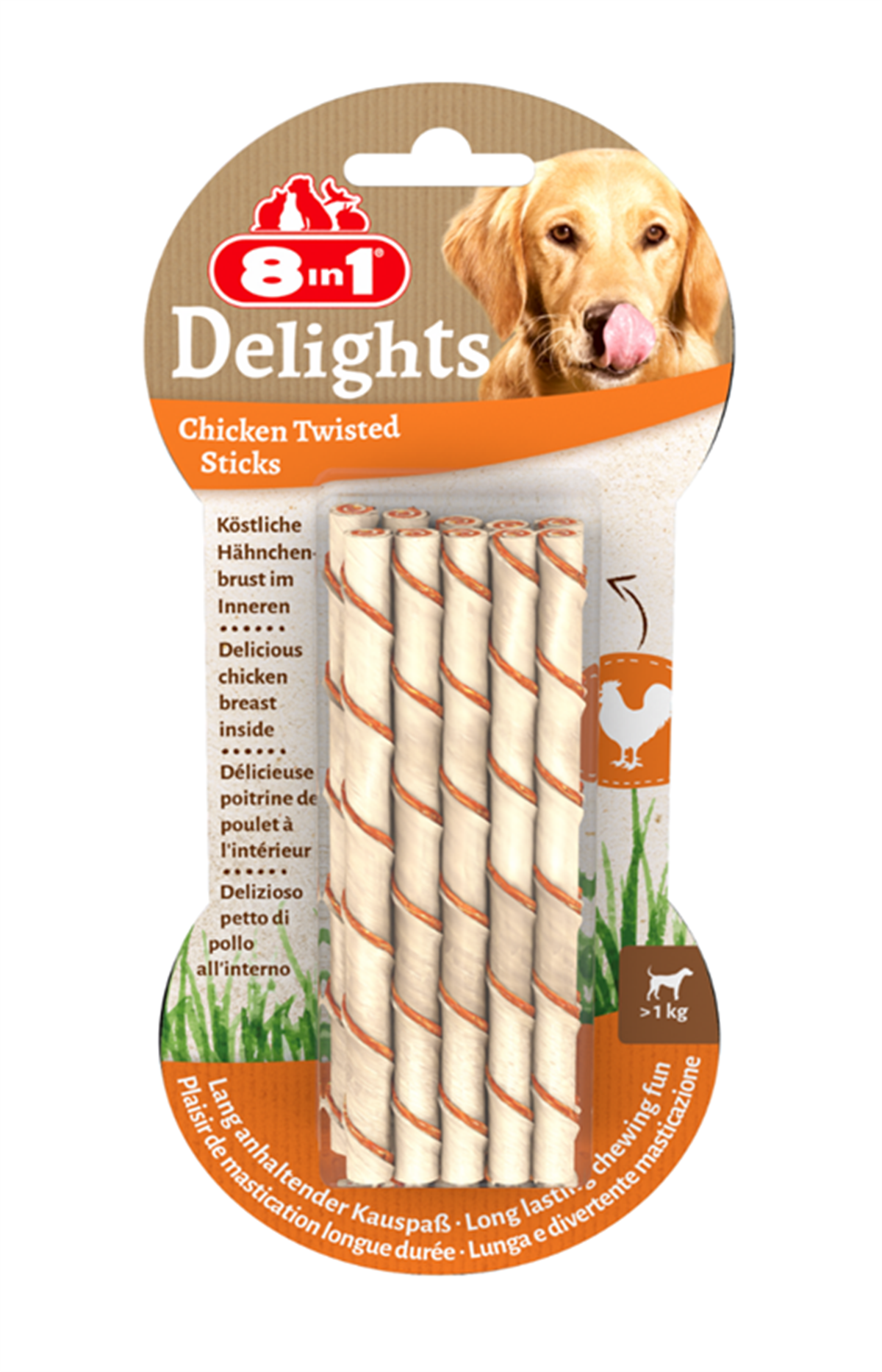 8in1 Delight Chicken Twisted Sticks Tavuklu Köpek Ağız Bakım Kemiği 55 Gr