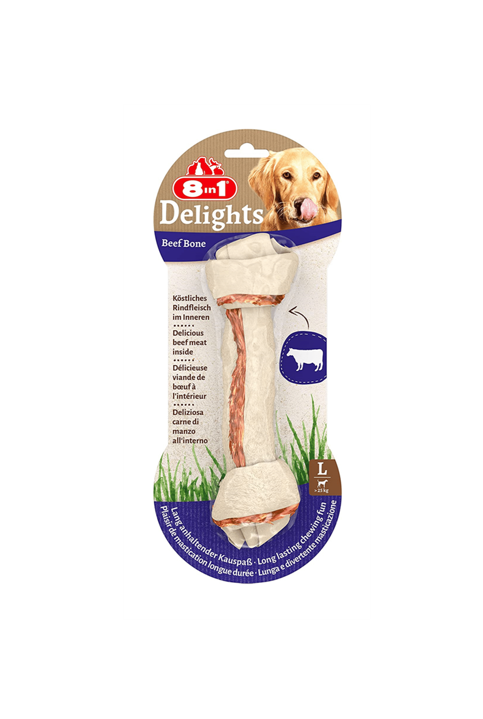 8in1 Delights Bones Large 20 cm Biftekli Düğümlü Tartar Önleyici Köpek Kemiği 85 Gr 