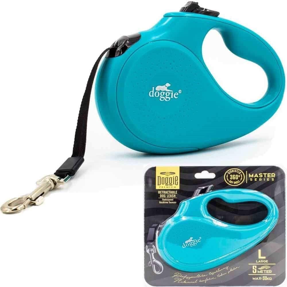 Doggie Otomatik Köpek Tasması Master L 50 kg 5 mt Mavi
