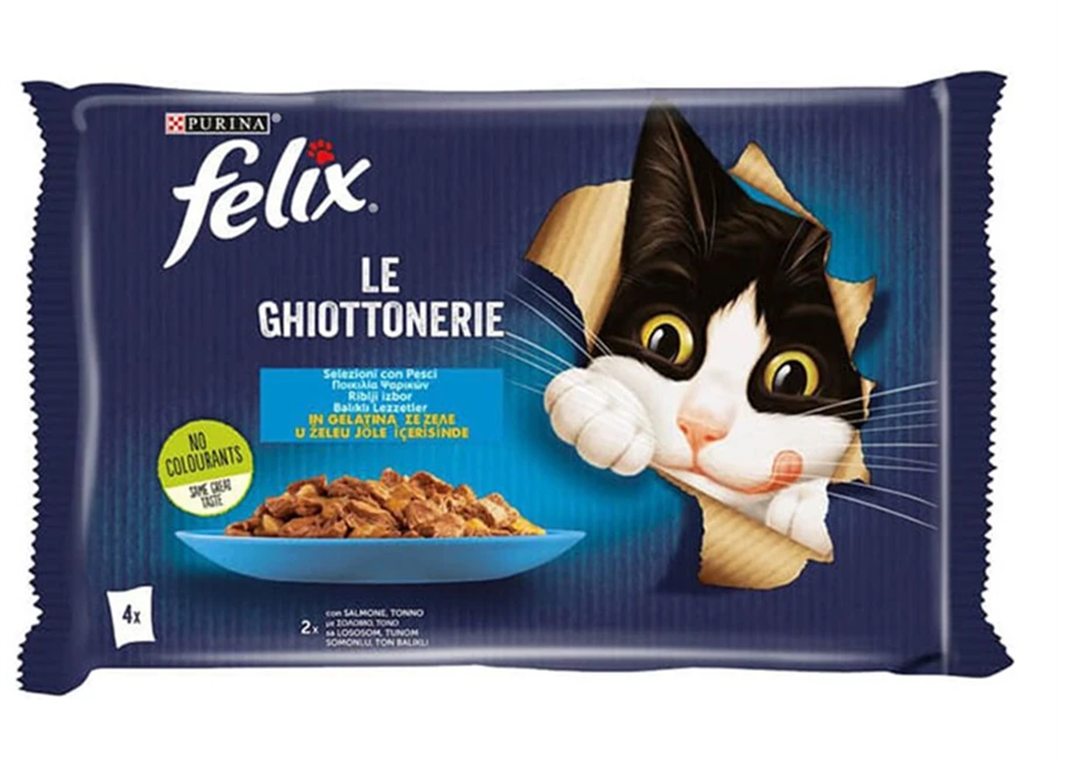 Felix Multi Pouch Somonlu ve Ton Balıklı Yaş Kedi Maması 4 X 85 Gr