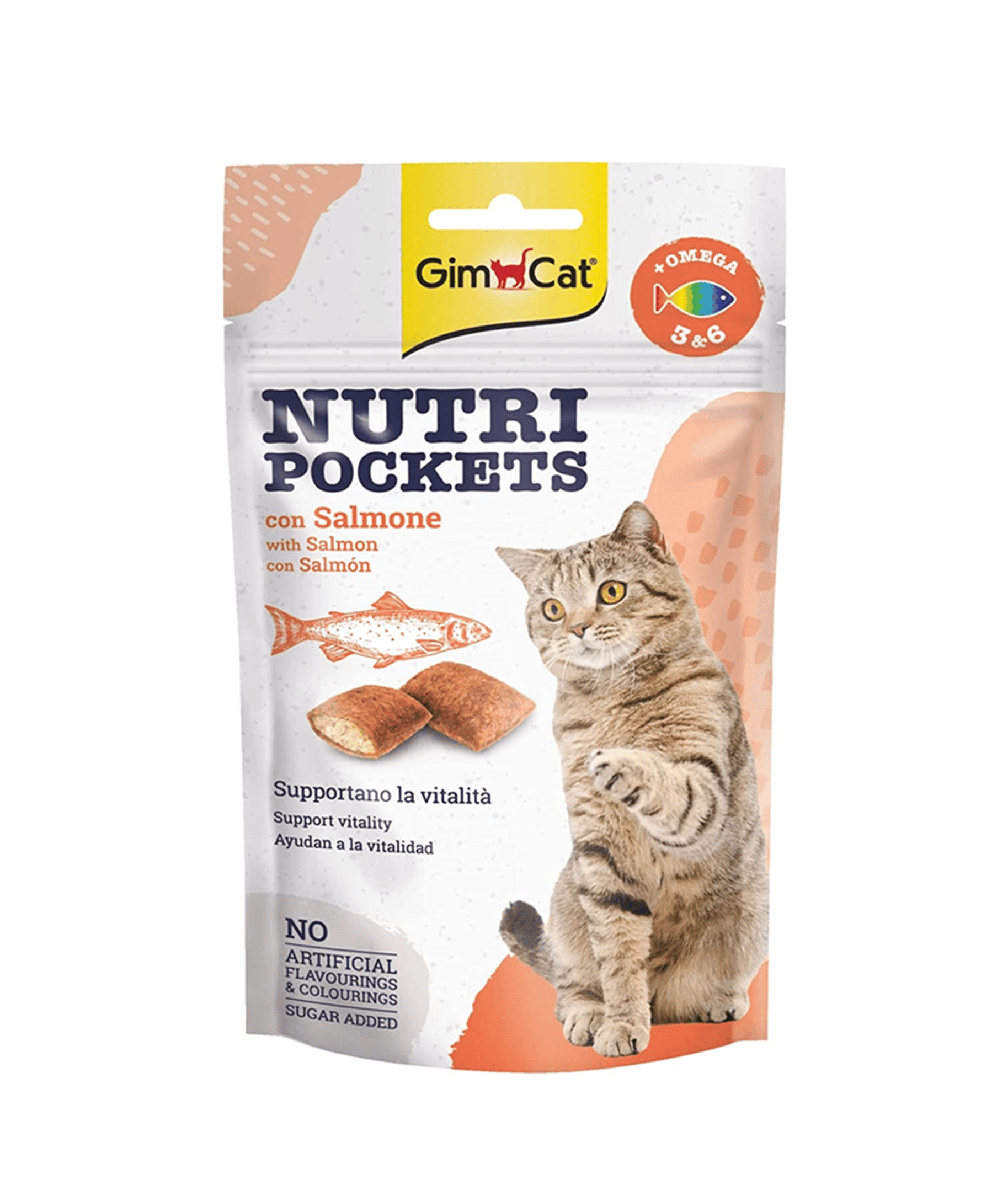 GimCat Nutripockets Somon Balıklı Omega 3 ve 6 Kedi Ödül Maması 60 Gr