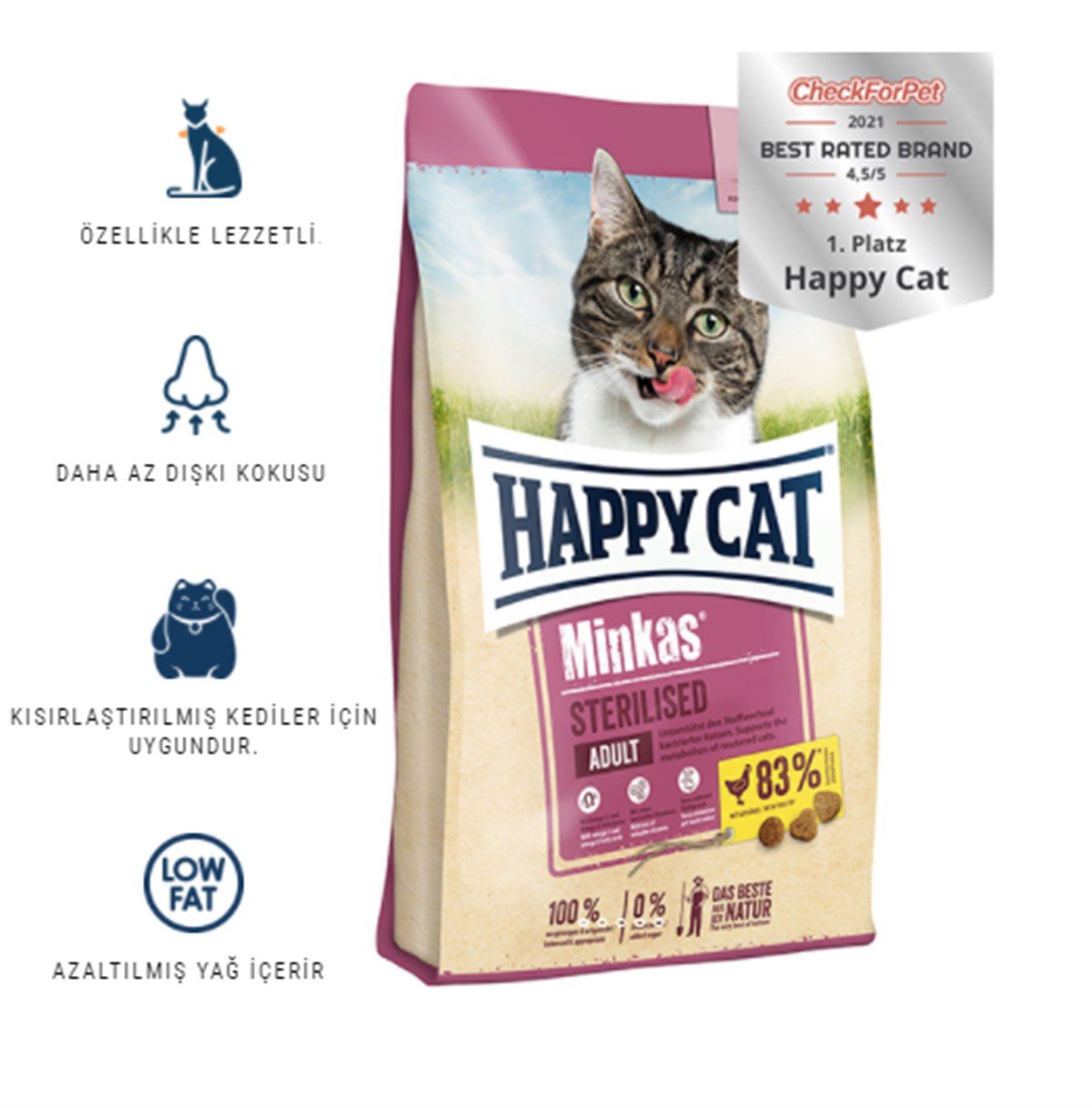 Happy Cat Minkas Sterilised Yetişkin Kısır Kedi Maması 10 KG
