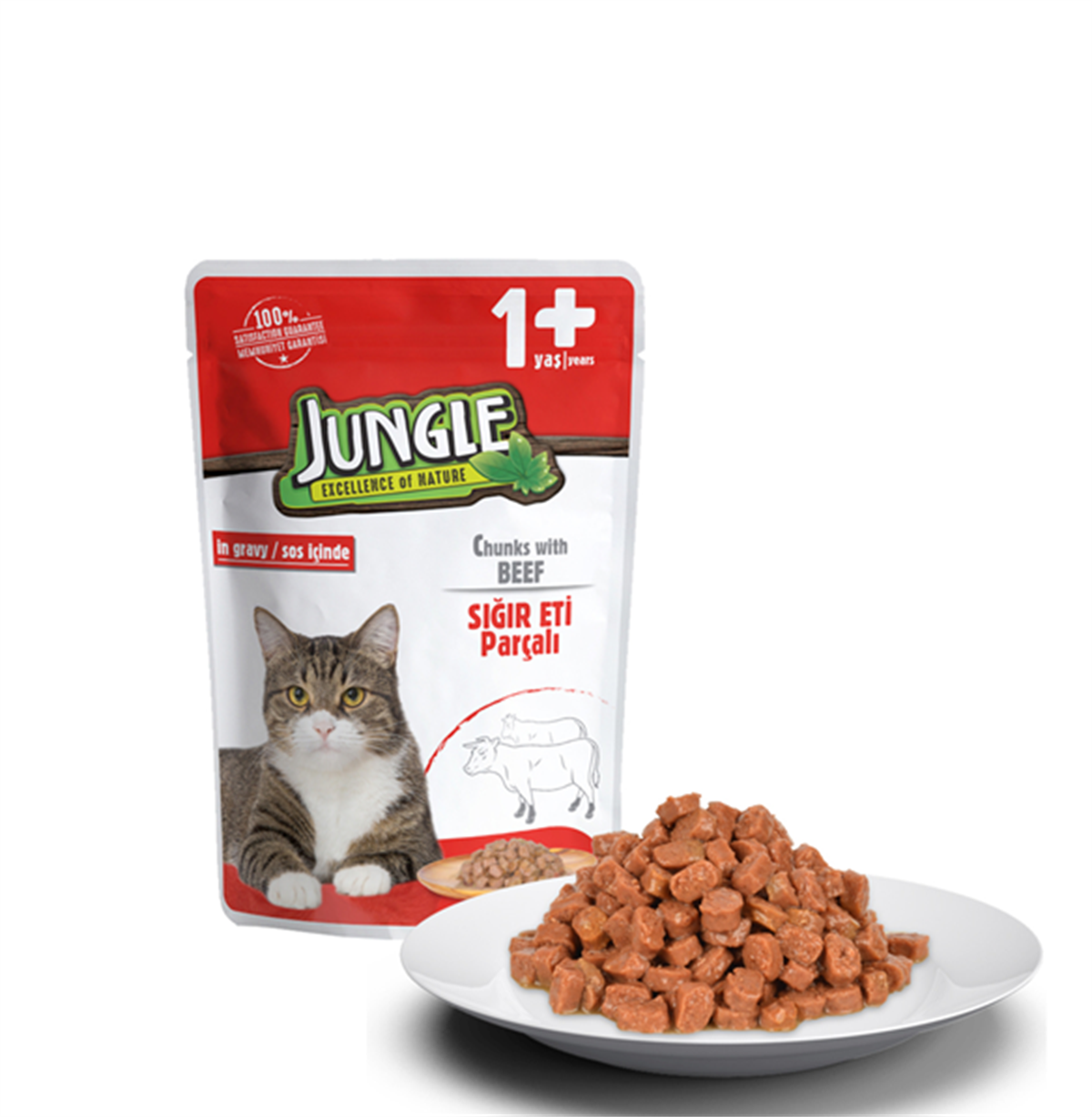 Jungle Beef Gravy Pouch Sığır Etli Yetişkin Kedi Maması 100 Gr