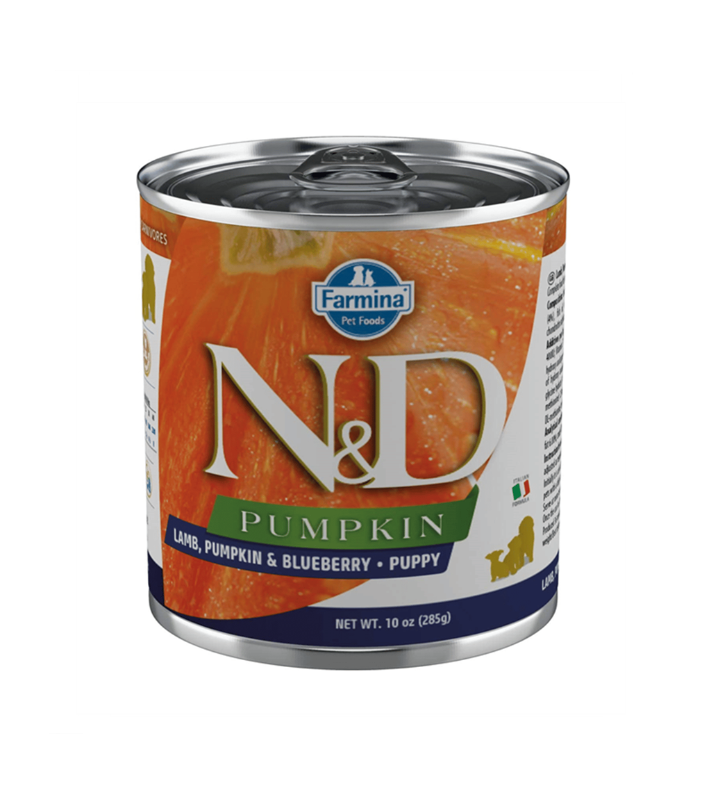 ND Pumpkın Puppy Balkabağı, Kuzu Eti ve Yaban Mersinli Yavru Köpek Konservesi 285 Gr