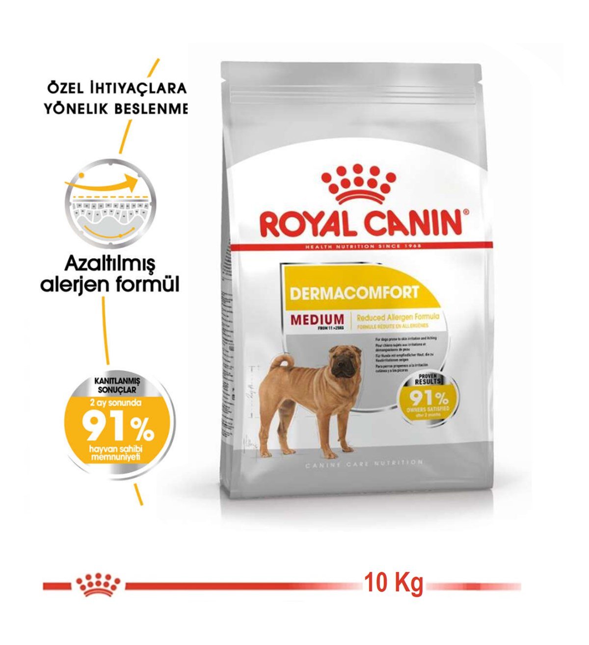Royal Canin Medium Dermacomfort Orta Irk Hassas Yetişkin Köpek Maması 10 Kg.