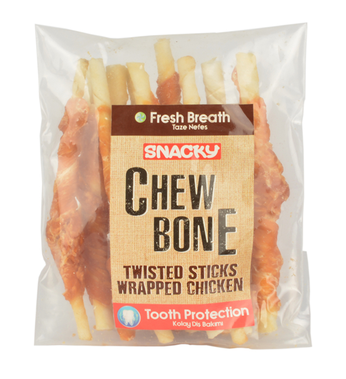 Snacky Beyaz Burgu Kemiğine Tavuk Eti Sargılı Köpek Ödülü 100 Gr