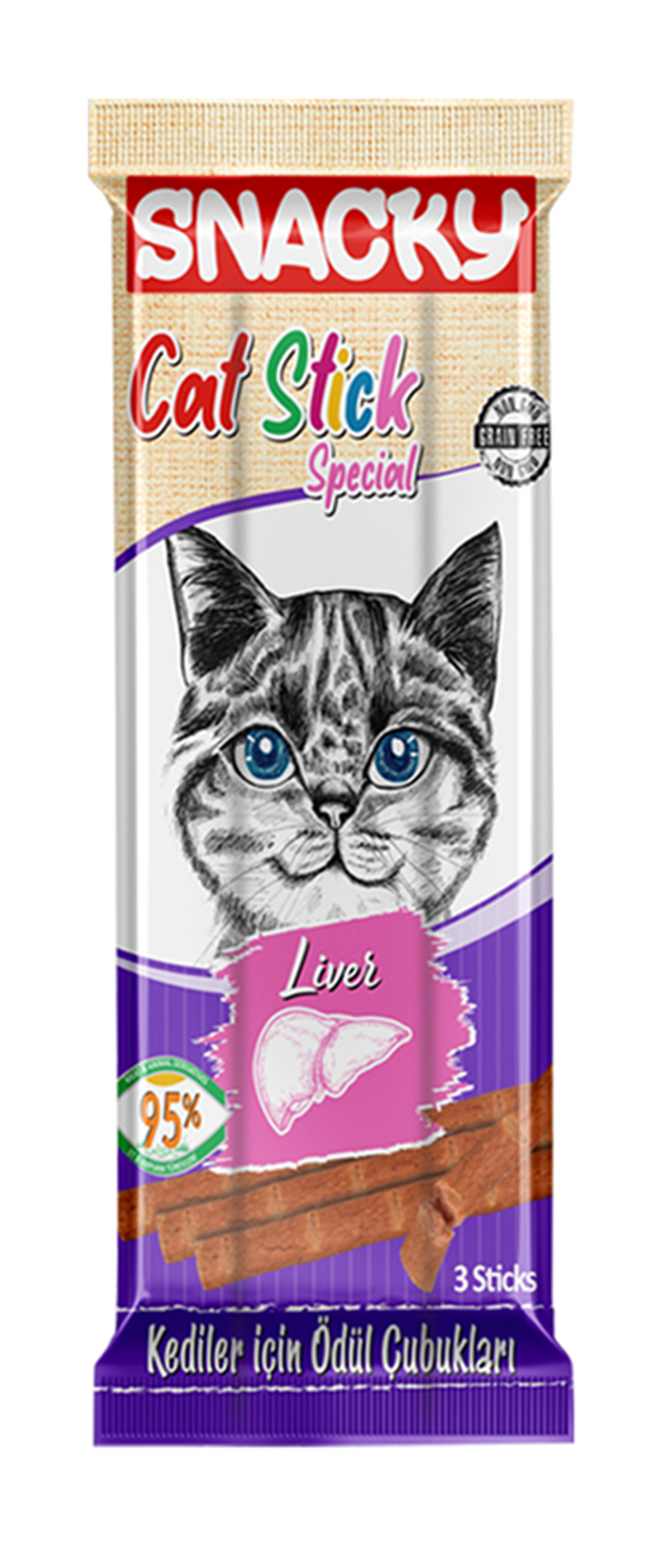 Snacky Cat Stick Special Ciğerli Tahılsız Kedi Ödül Çubuğu 15 Gr