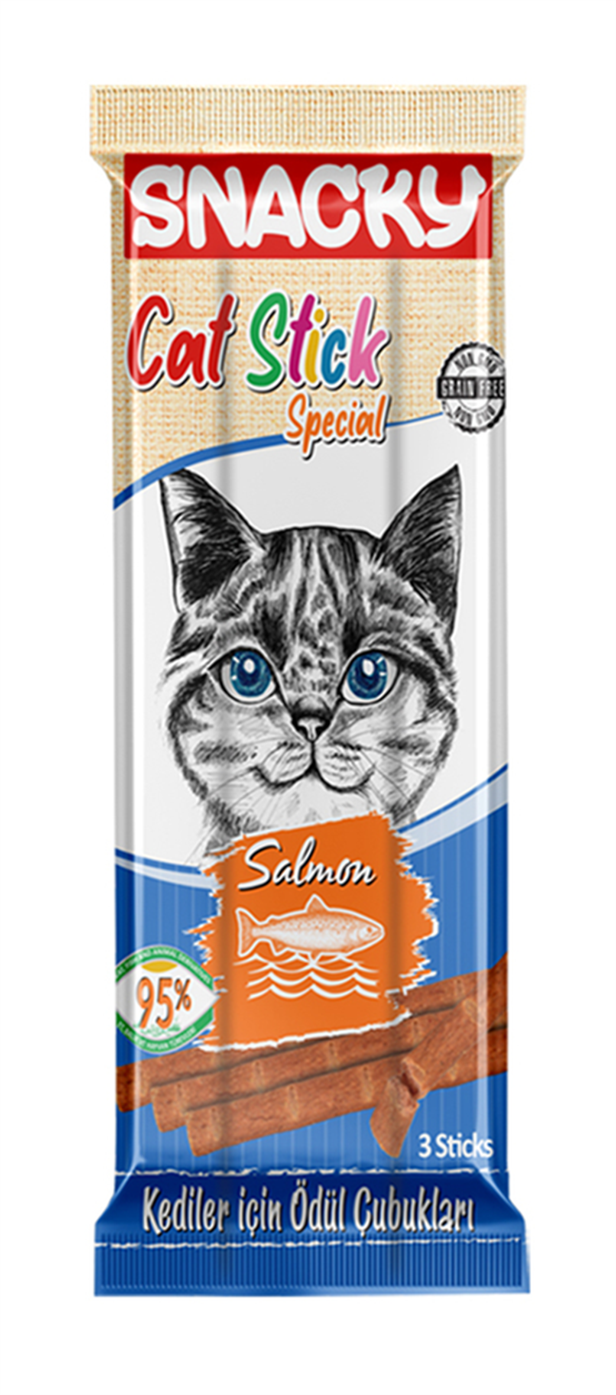 Snacky Cat Stick Special Somonlu Tahılsız Kedi Ödül Çubuğu 15 Gr 