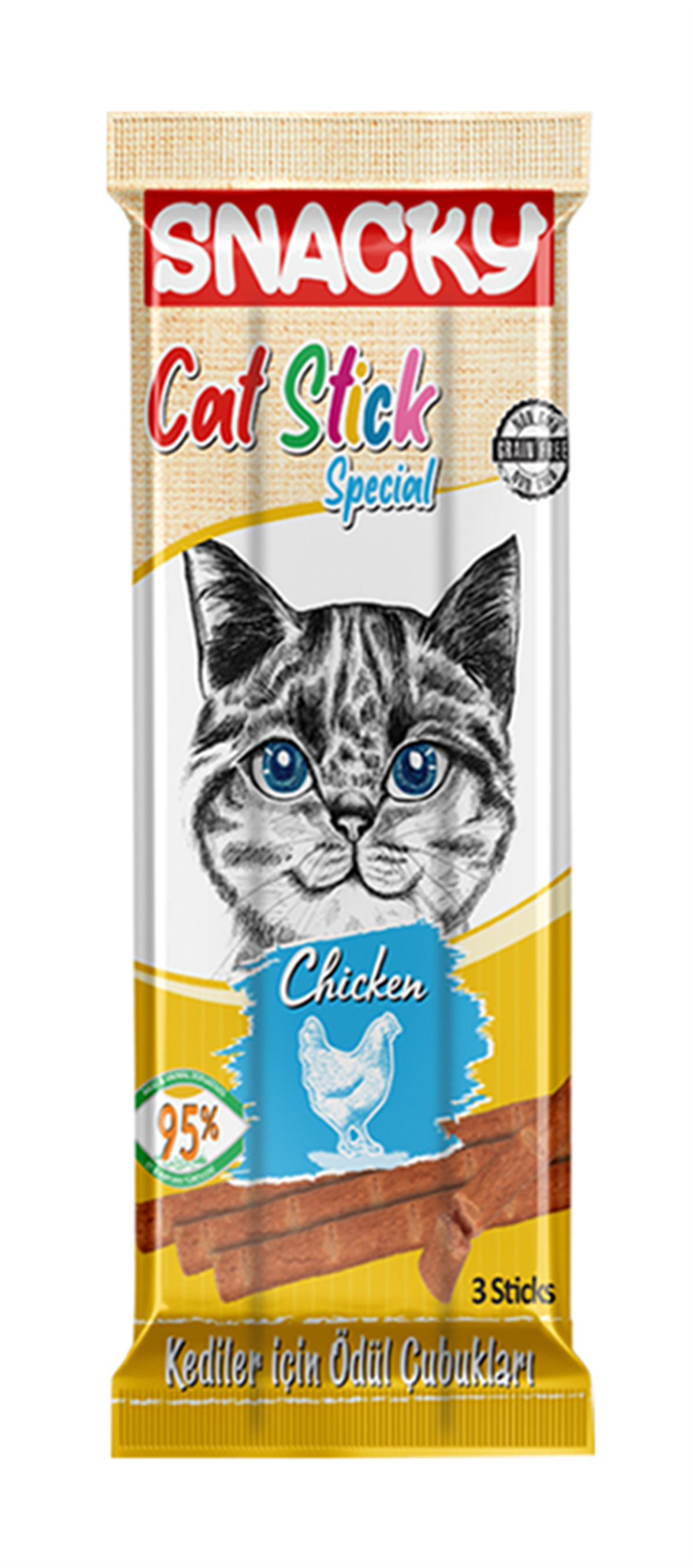 Snacky Cat Stick Special Tavuklu Tahılsız Kedi Ödül Çubuğu 15 Gr