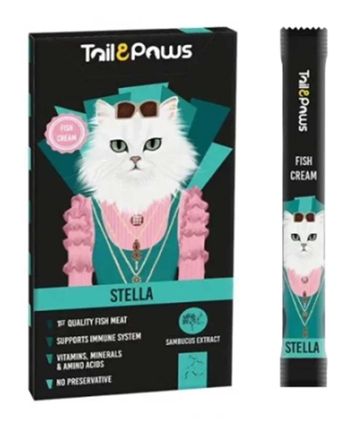 Tail Paws Stella Somon ve Multivitaminli Krema Kedi Ödül Maması 5x15 Gr 