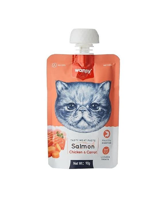 Wanpy Taze Somonlu & Tavuk Etli ve Havuçlu Kedi Et Ezmesi 90 Gr