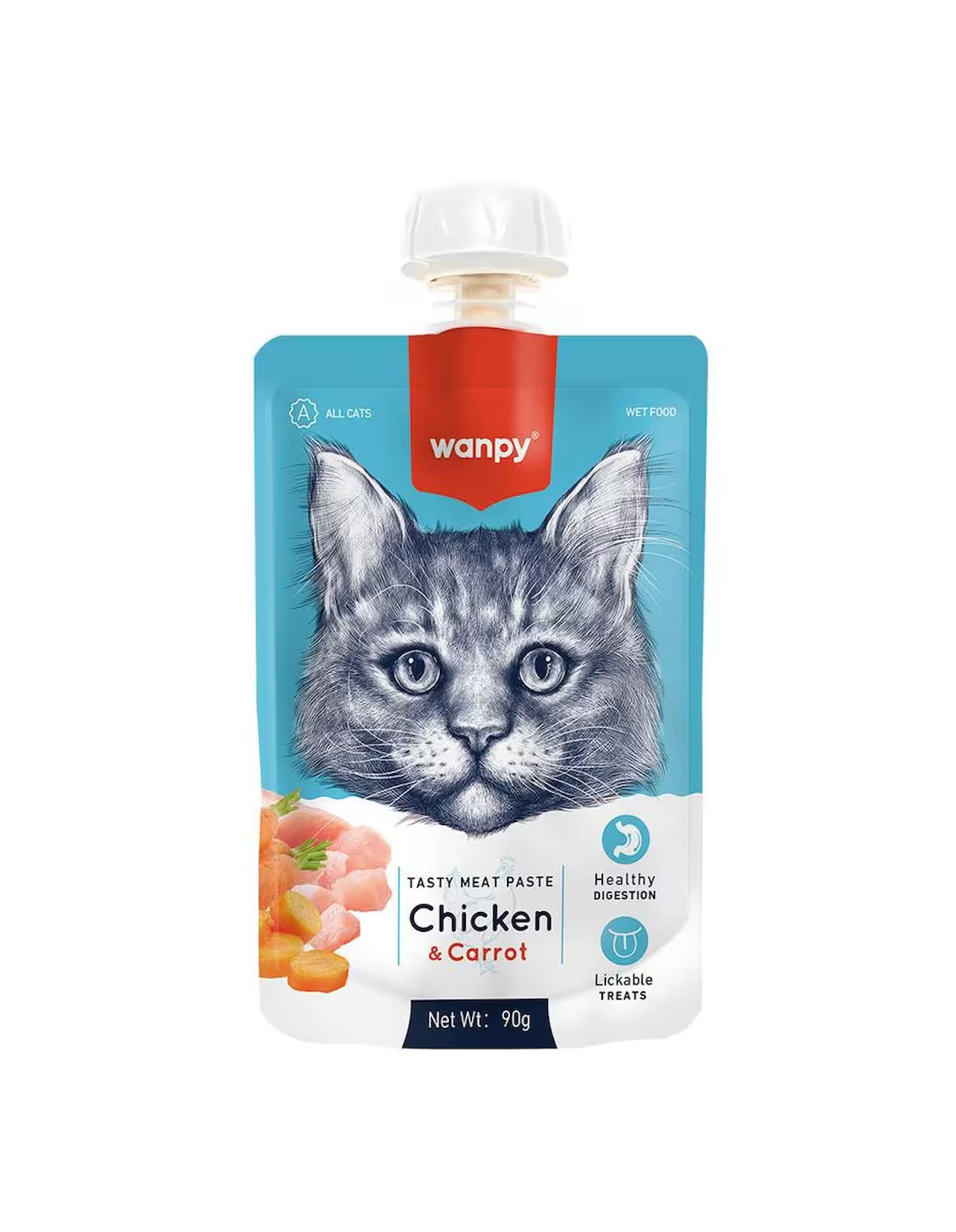 Wanpy Taze Tavuklu Etli & Havuçlu Kedi Et Ezmesi 90 gr