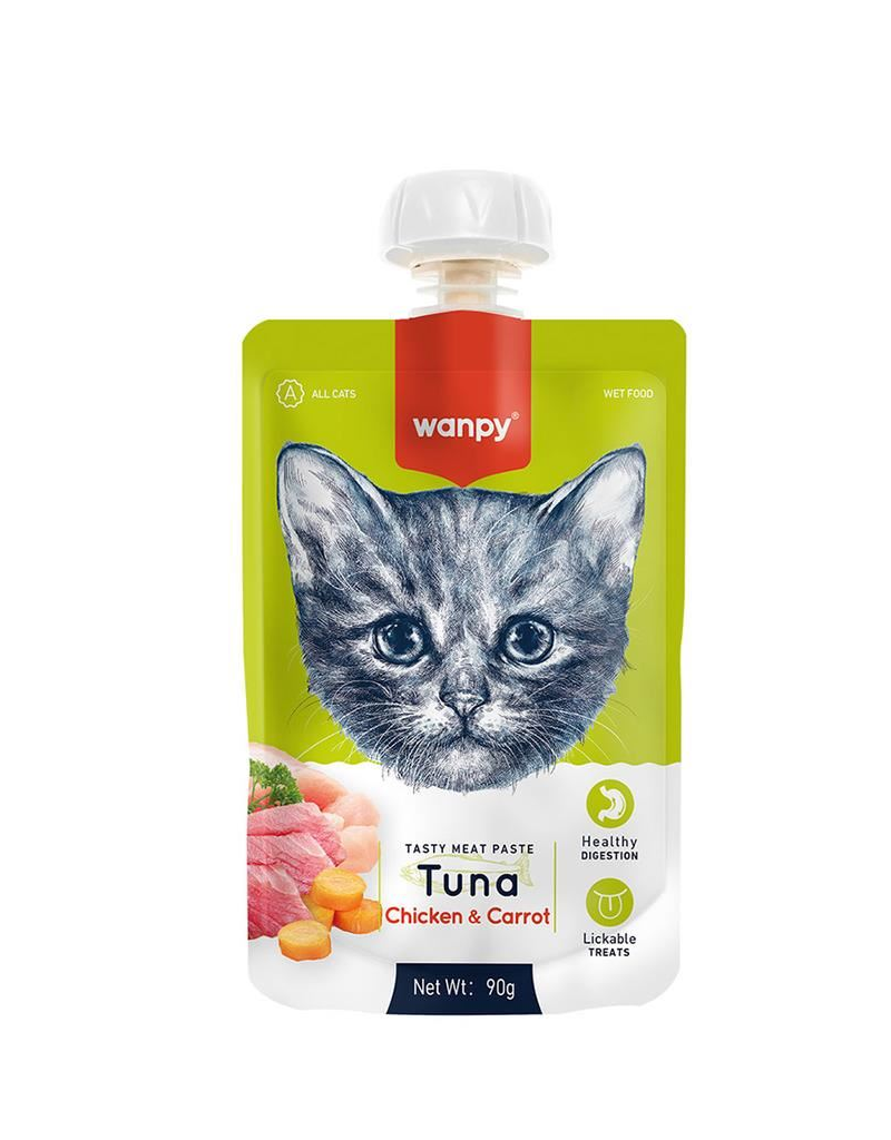 Wanpy Taze Ton Balıklı & Tavuklu ve Havuçlu Kedi Et Ezmesi 90 Gr