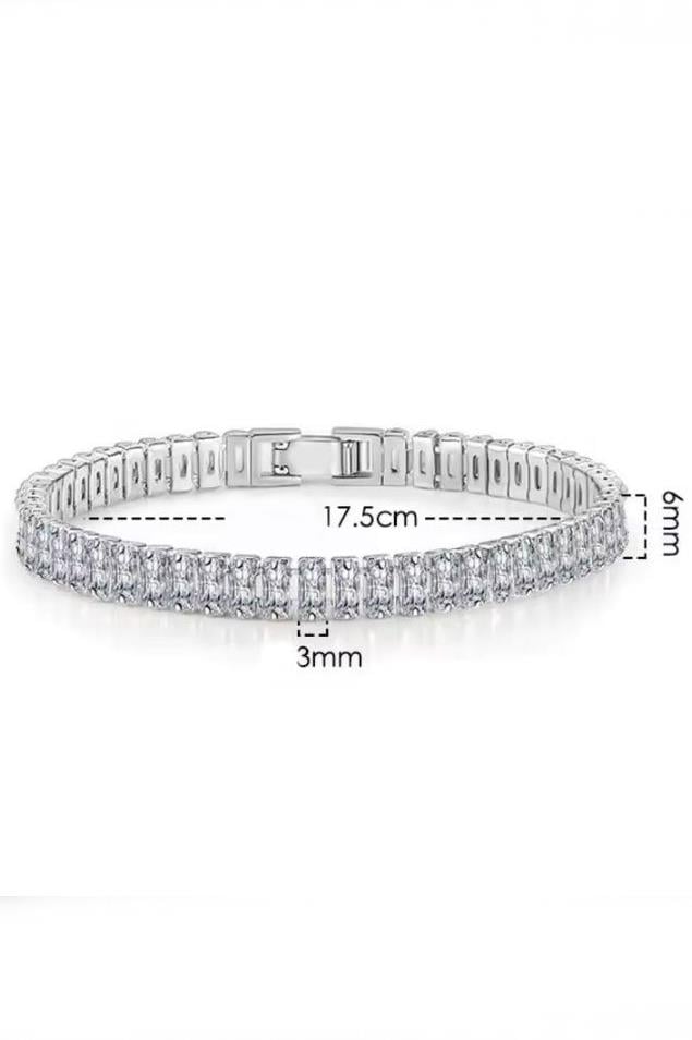 Kadın 316 L Çelik Vip Seri Antialerjik Baget Zirkon Taşlı Su Yolu Bileklik  Ölçüleri 17cm + 3 cm uzatma 7 MM Taş Boyutu