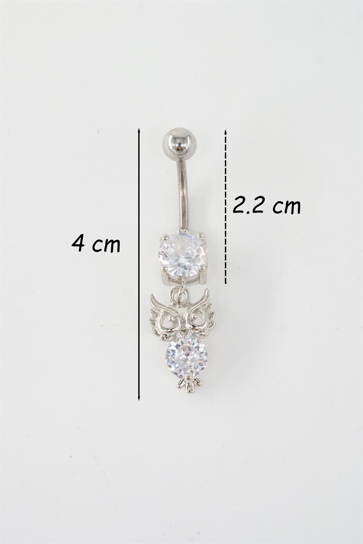 Kadın 316L Anti Alerjenik Sallantılı Baykuş Figürlü Göbek Piercing