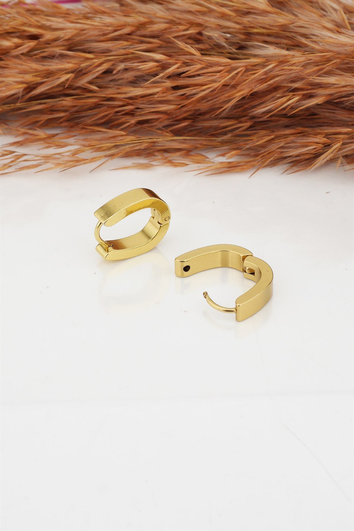 Kadın Çelik Basic Geometrik 1.5  cm Elips Moldel Klipsli Küpe