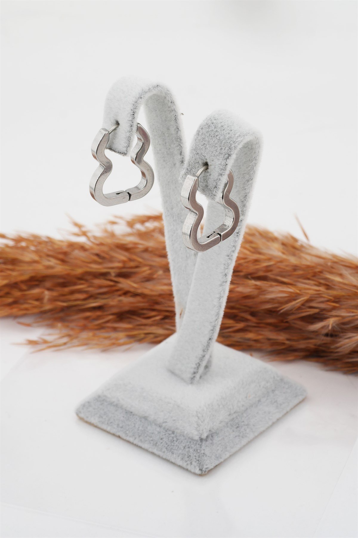 Kadın Çelik Basic Geometrik 2 cm Klipsli Küpe